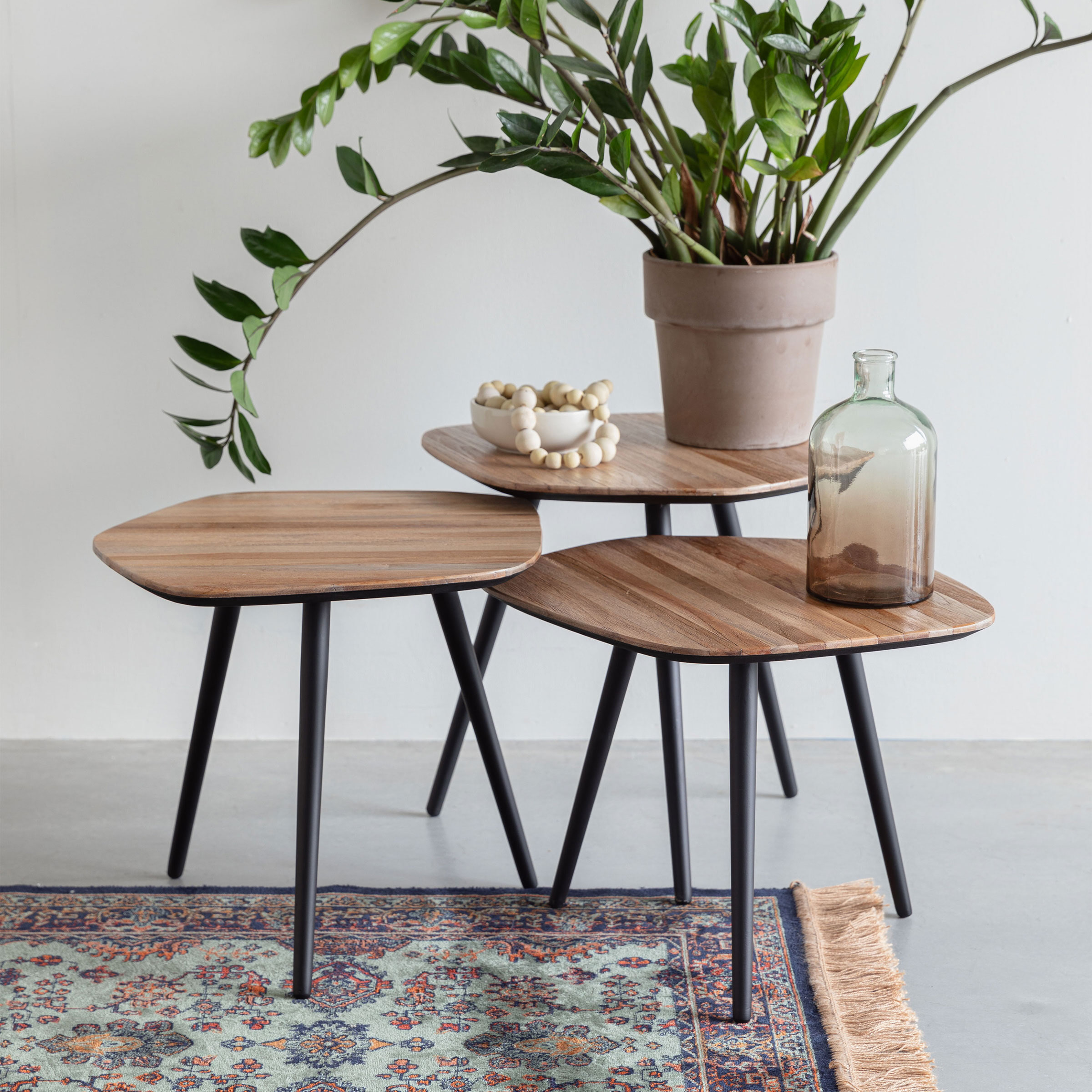 ZILT Organische Salontafel Tyquan Set van 3 stuks - Bruin