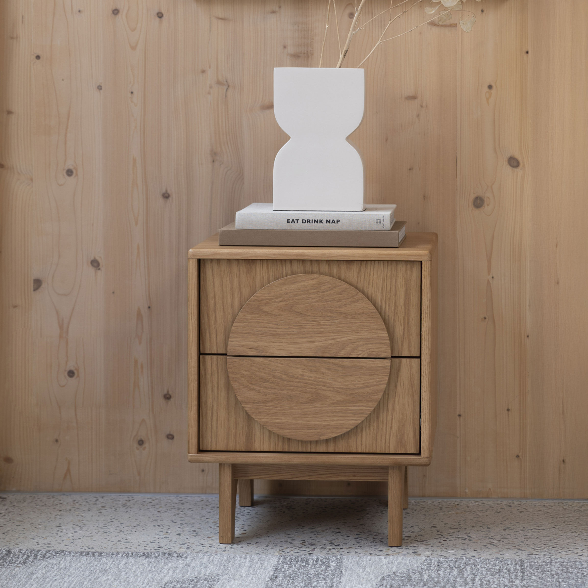 Zuiver Bijzettafel/Nachtkastje 'Groove' Eikenhout, Met 2 laden