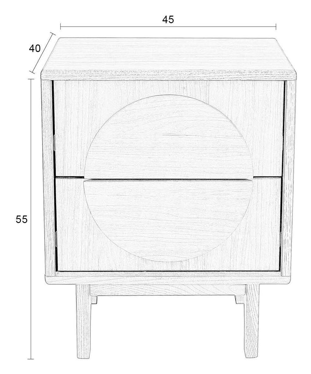 Zuiver Bijzettafel/Nachtkastje 'Groove' Eikenhout, Met 2 laden