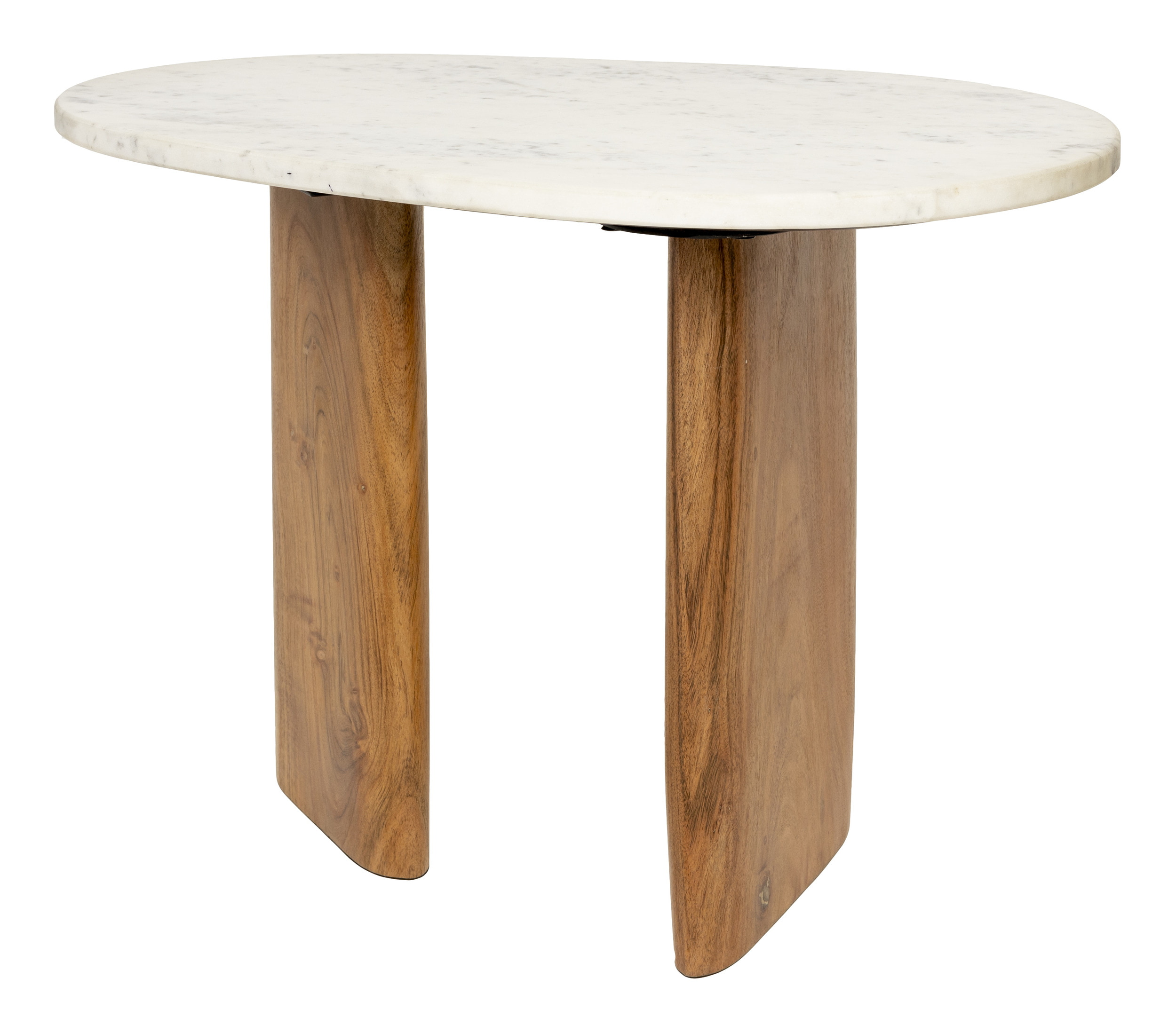 ZILT Bijzettafel 'Jama' Marmer en Acaciahout, 56 x 37cm