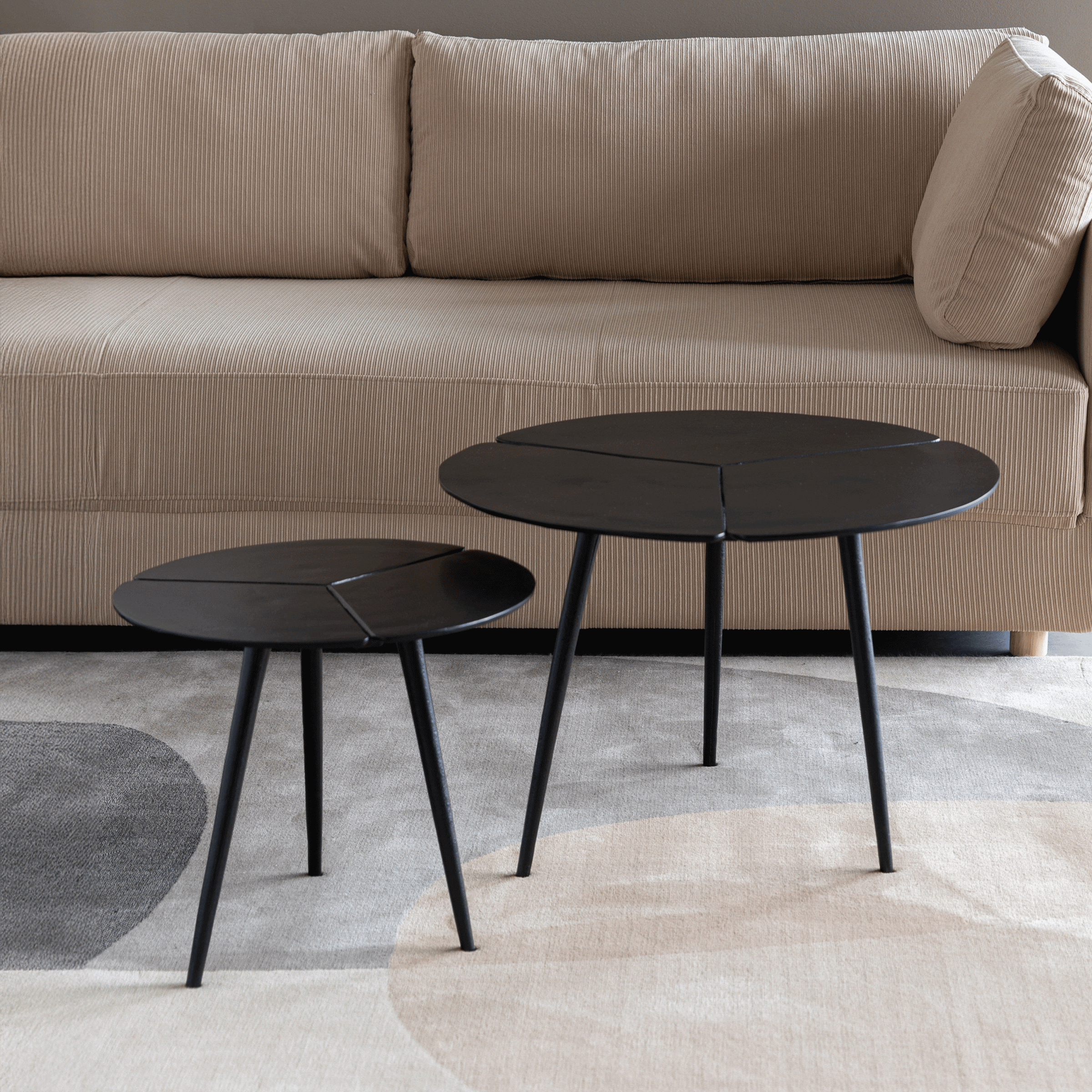 ZILT Ronde Bijzettafel Lianne Set van 2 stuks - Zwart