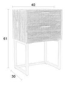 ZILT Nachtkastje 'Yasmijn' Teakhout, 40 x 30cm