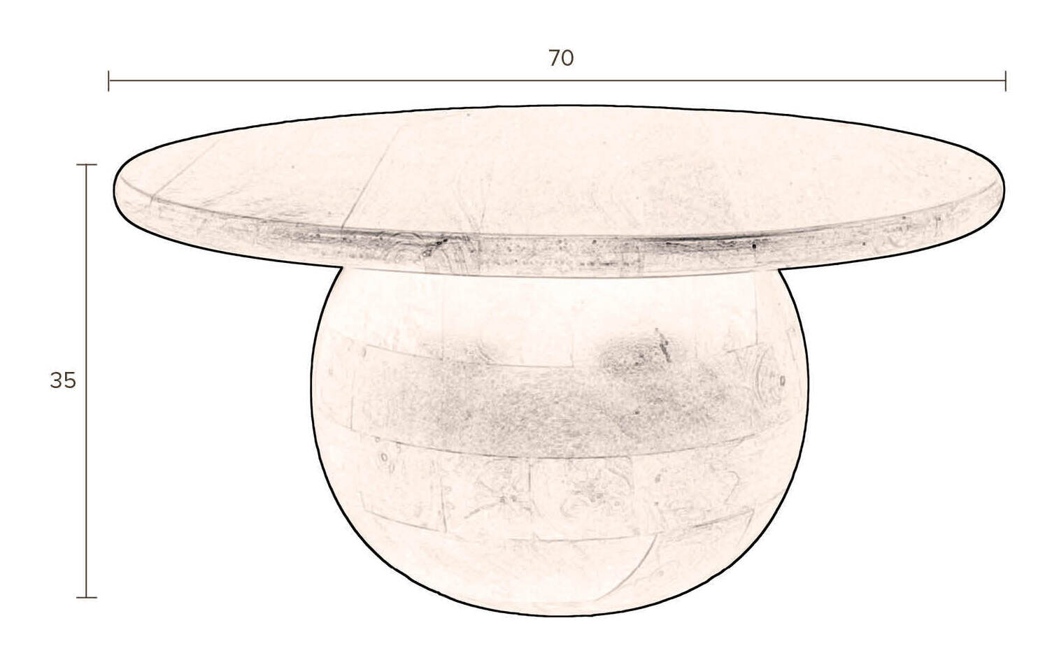 Dutchbone Ronde Salontafel 'Oblivian' Mangohout, 70cm