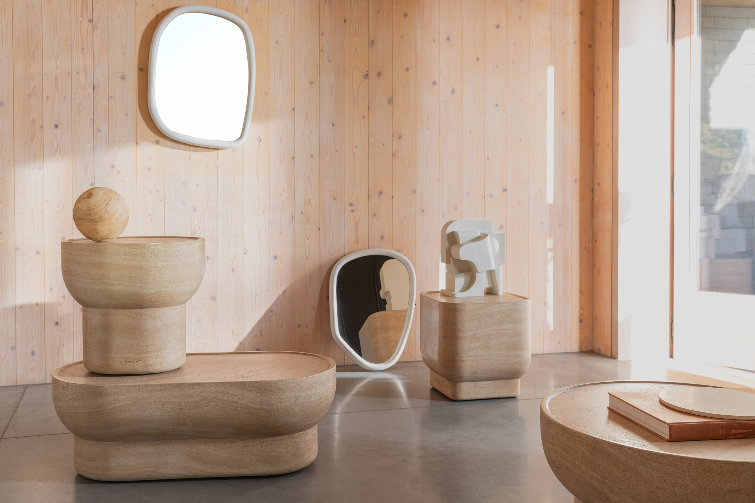 Zuiver Vierkante Bijzettafel 'Noble' Travertinlook, 45 x 45cm