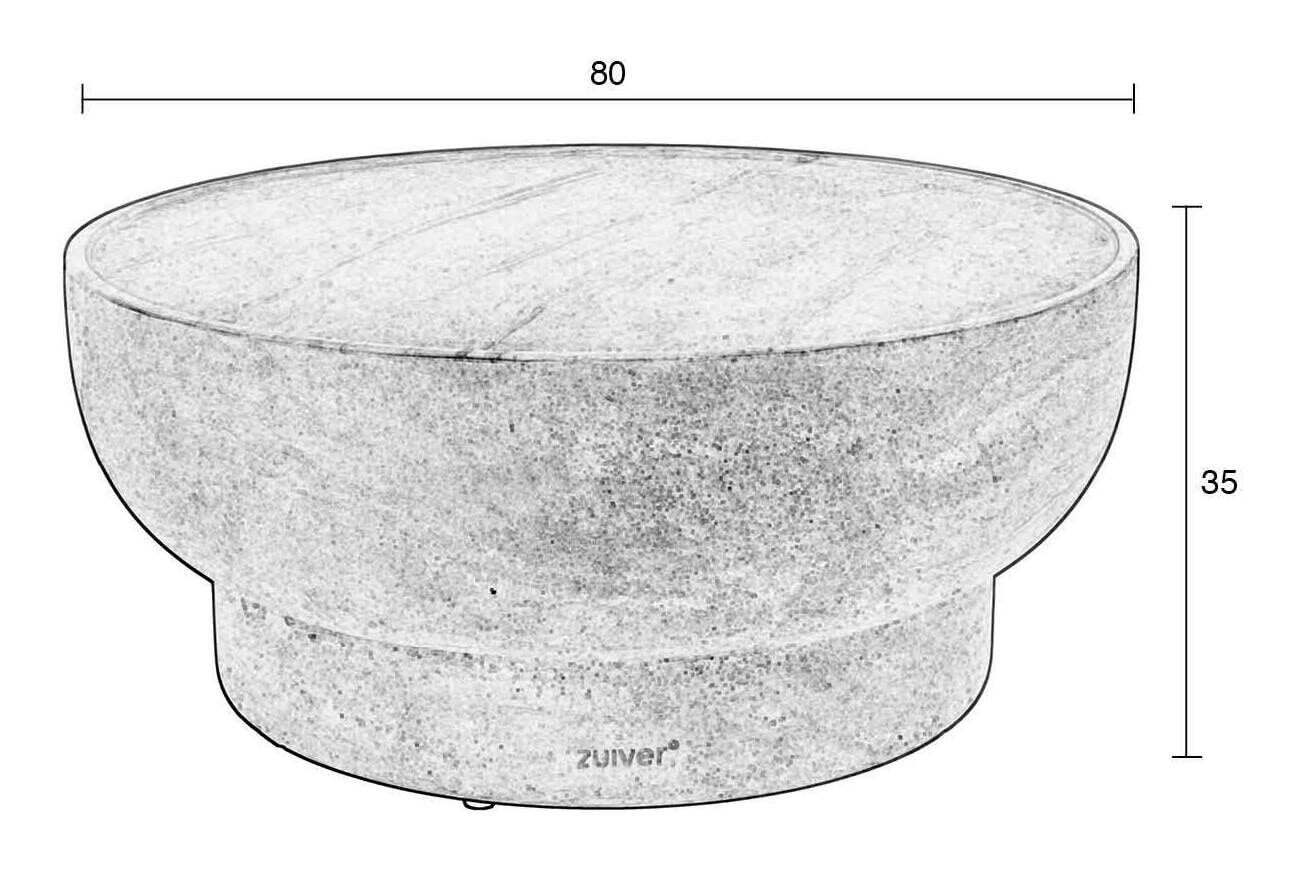 Zuiver Ronde Salontafel 'Noble' Travertinlook, 80cm