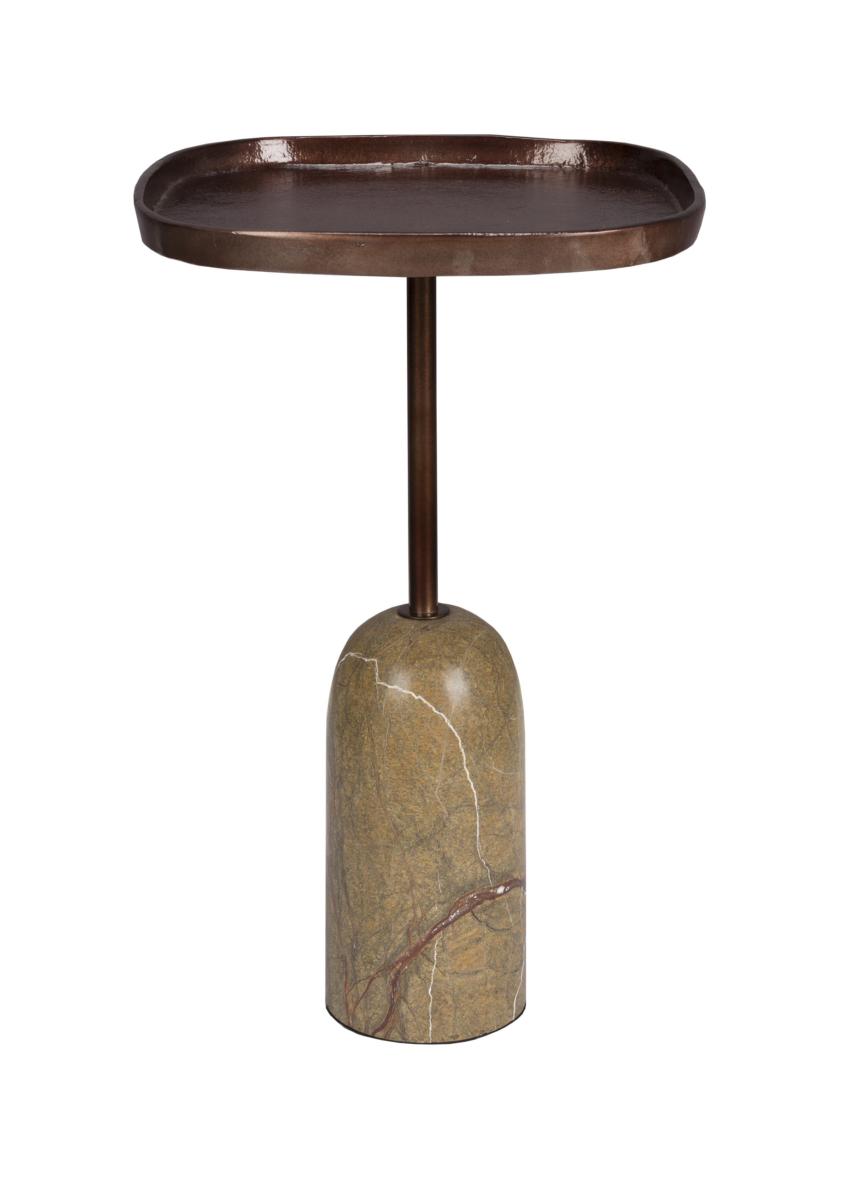 Dutchbone Bijzettafel Rimo Marmer, 35 x 35cm - Bruin - Vierkant