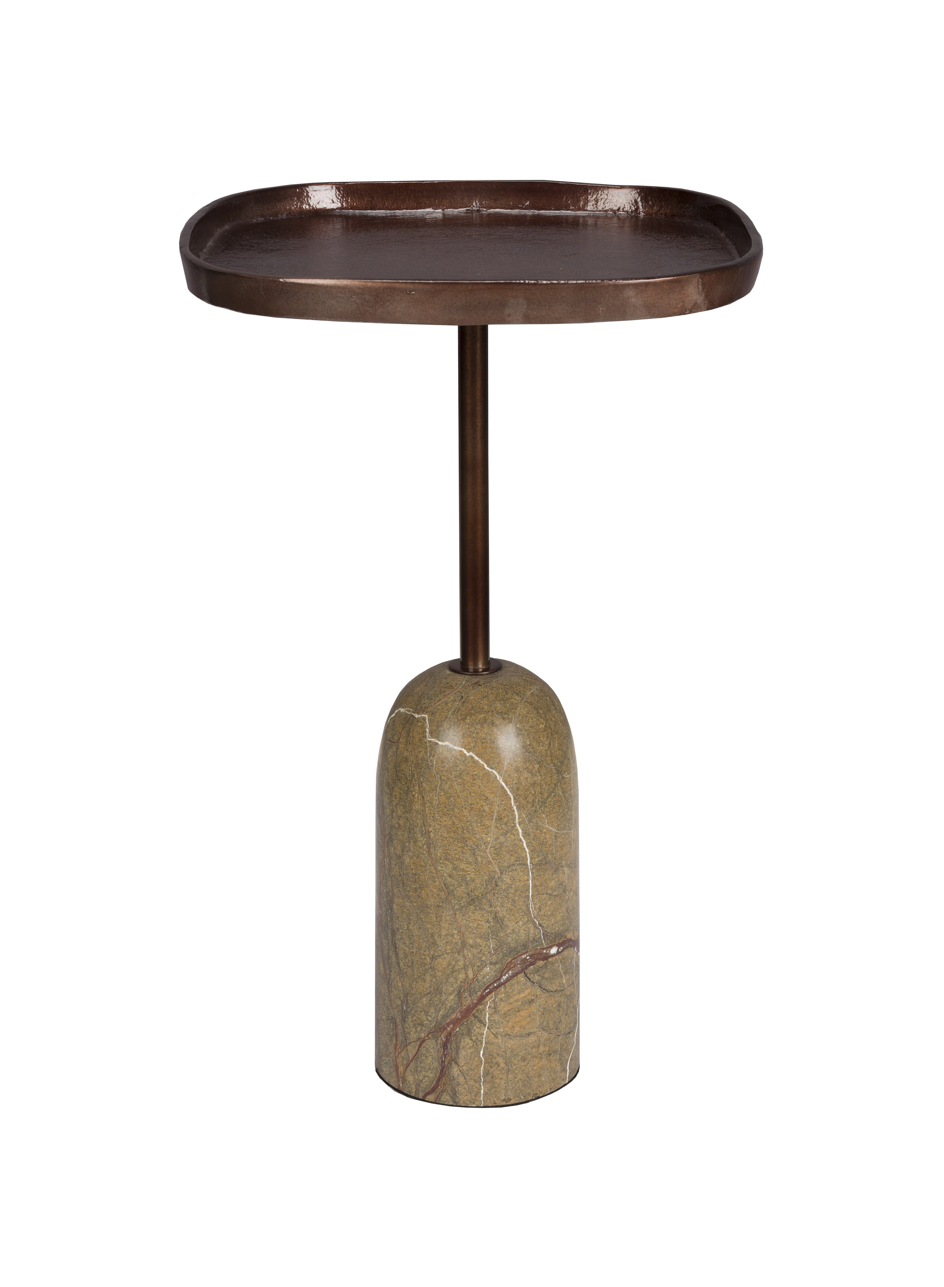 Dutchbone Bijzettafel Rimo Marmer, 35 x 35cm - Bruin - Vierkant