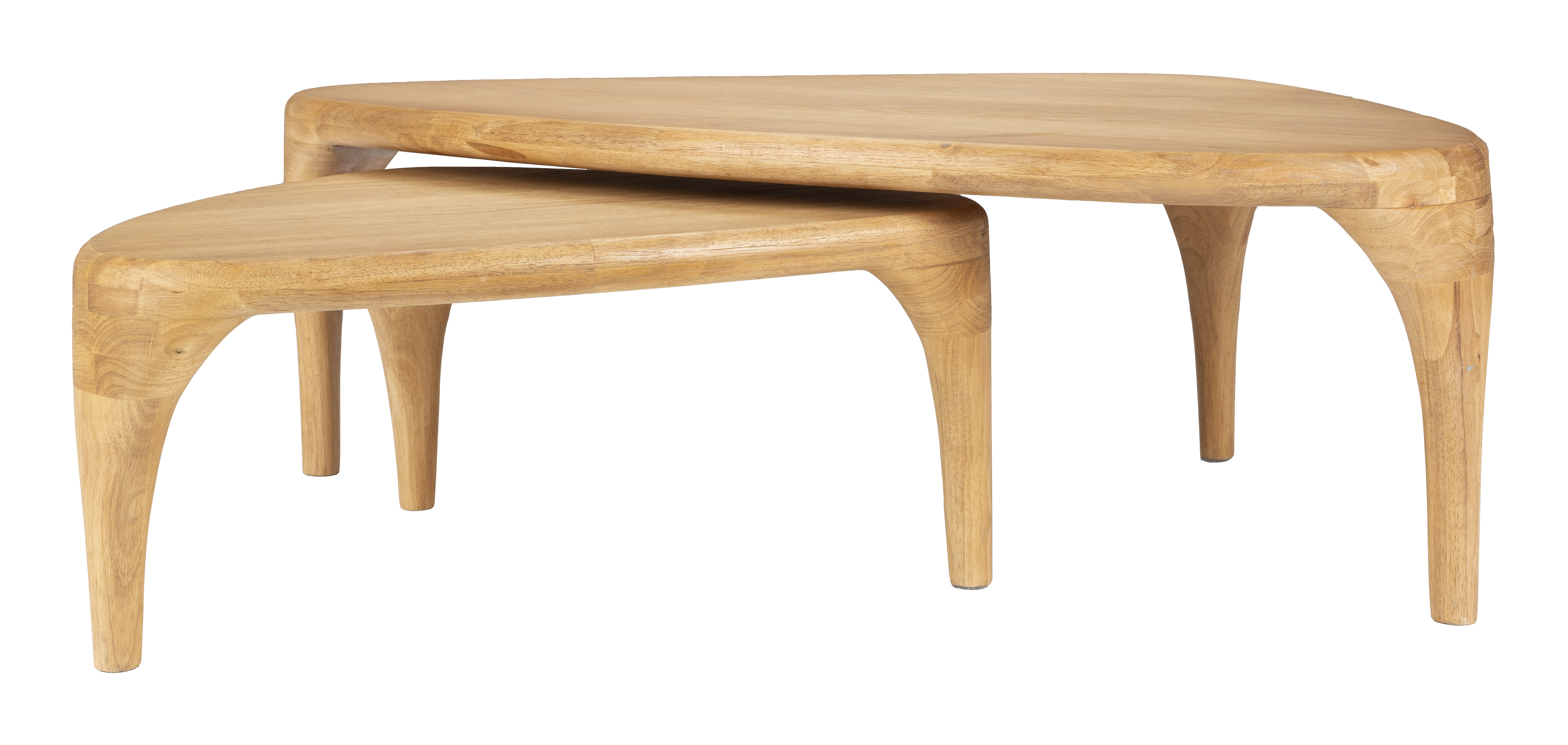 Zuiver Organische Salontafel 'Isla' Eiken en rubberhout, Set van 2 stuks