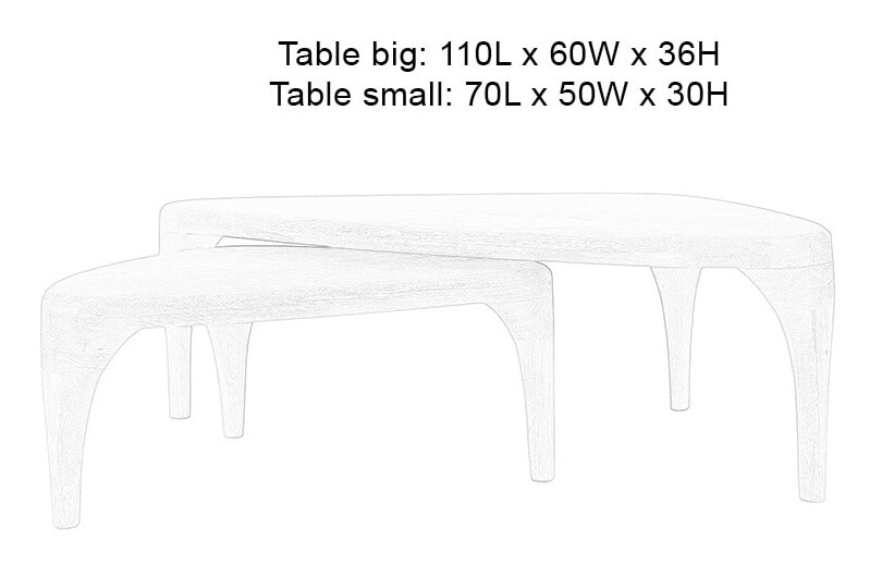 Zuiver Organische Salontafel 'Isla' Eiken en rubberhout, Set van 2 stuks