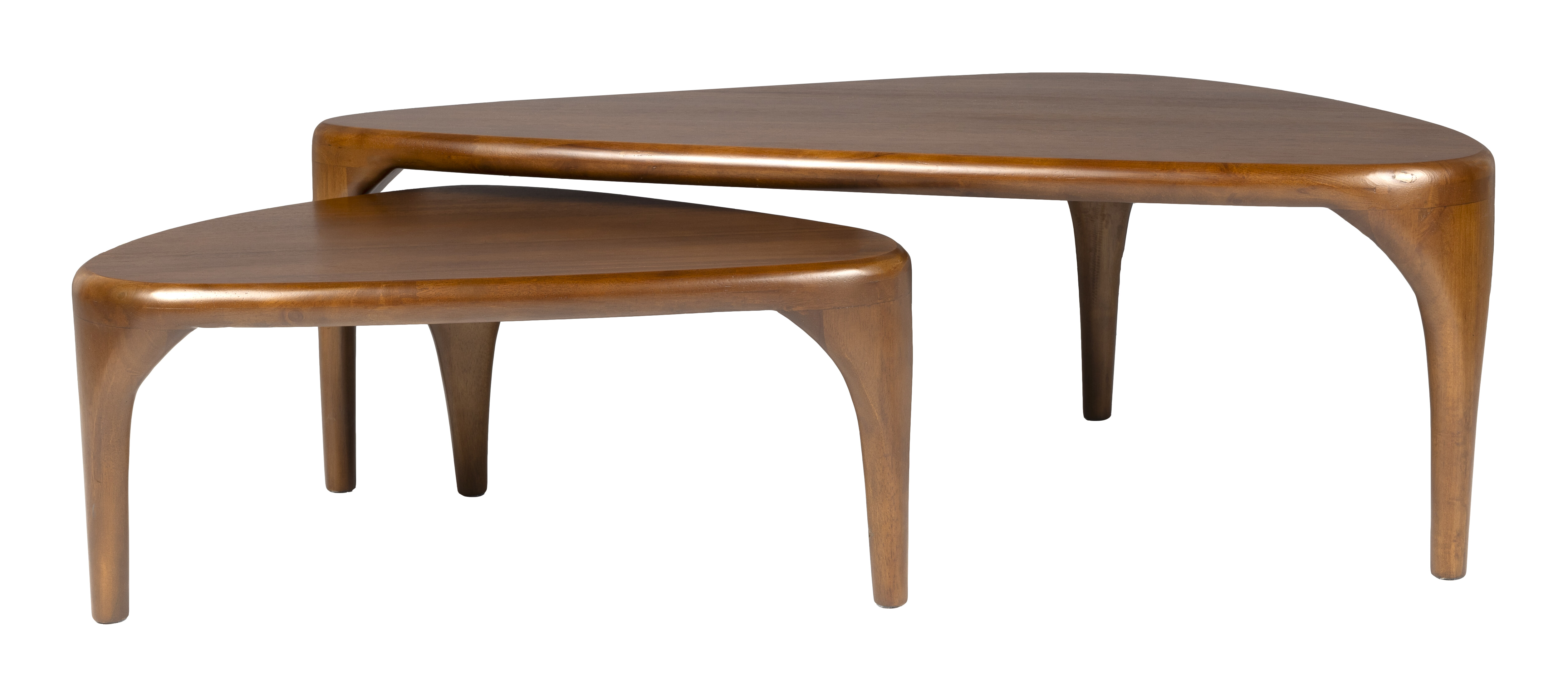 Zuiver Organische Salontafel 'Isla' Walnoot en rubberhout, Set van 2 stuks