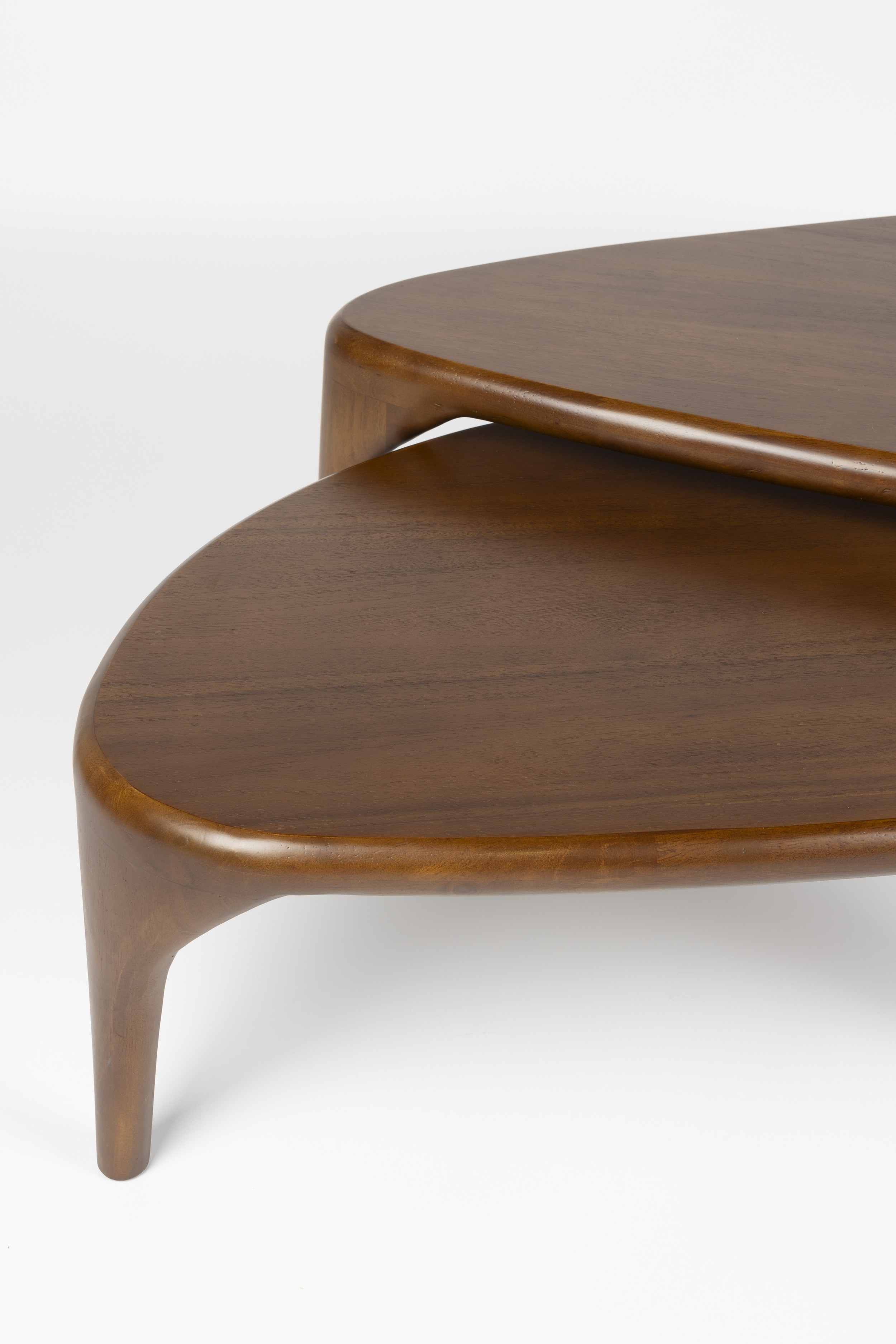 Zuiver Organische Salontafel 'Isla' Walnoot en rubberhout, Set van 2 stuks