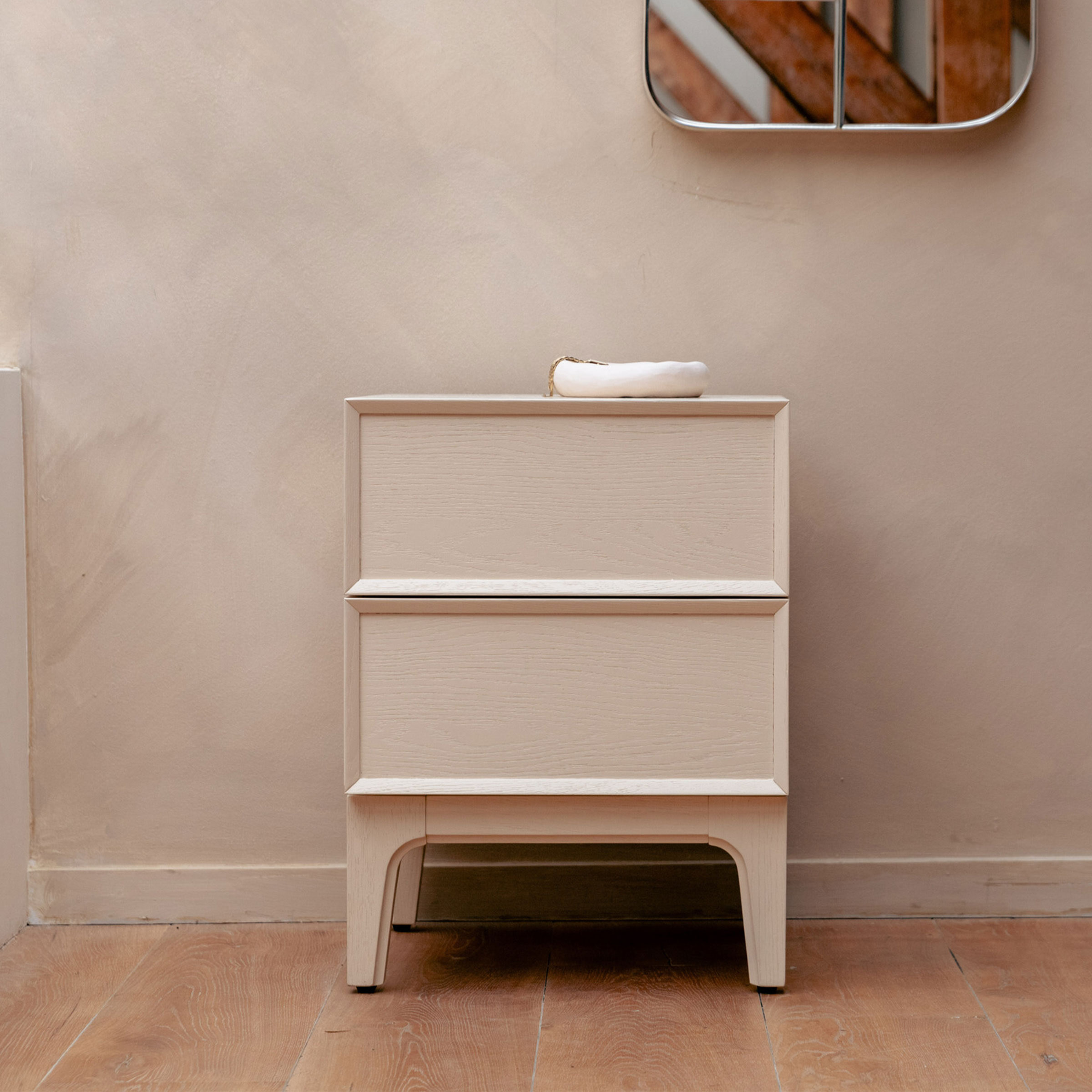 Zuiver Bijzettafel/Nachtkastje June Eiken, Met 2 laden - Beige