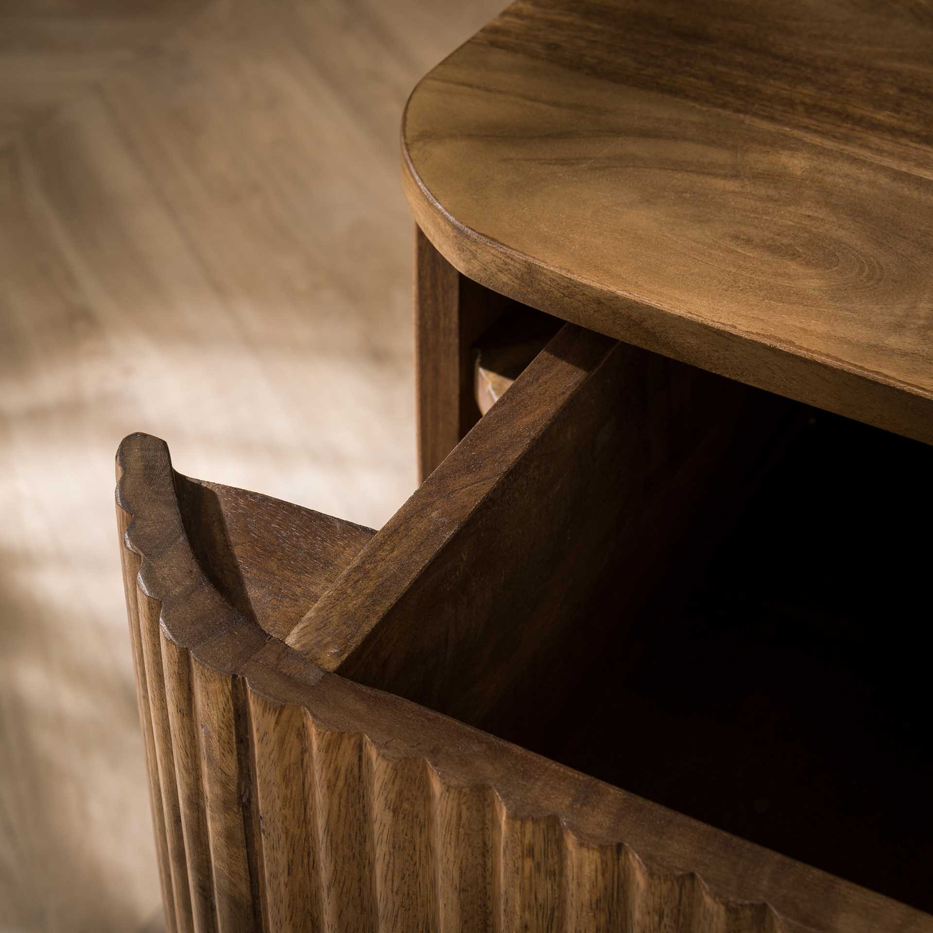 LifestyleFurn Zwevend Nachtkastje 'Sharmila' Mangohout, Met 1 lade