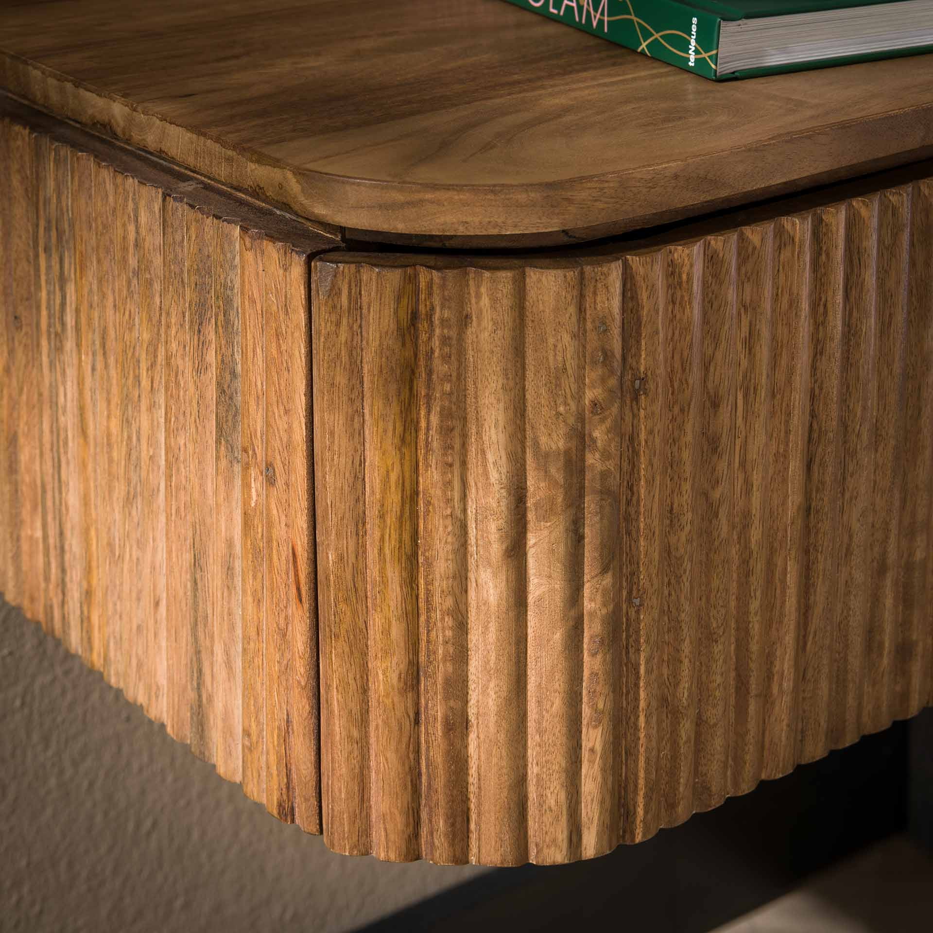 LifestyleFurn Zwevend Nachtkastje 'Sharmila' Mangohout, Met 1 lade