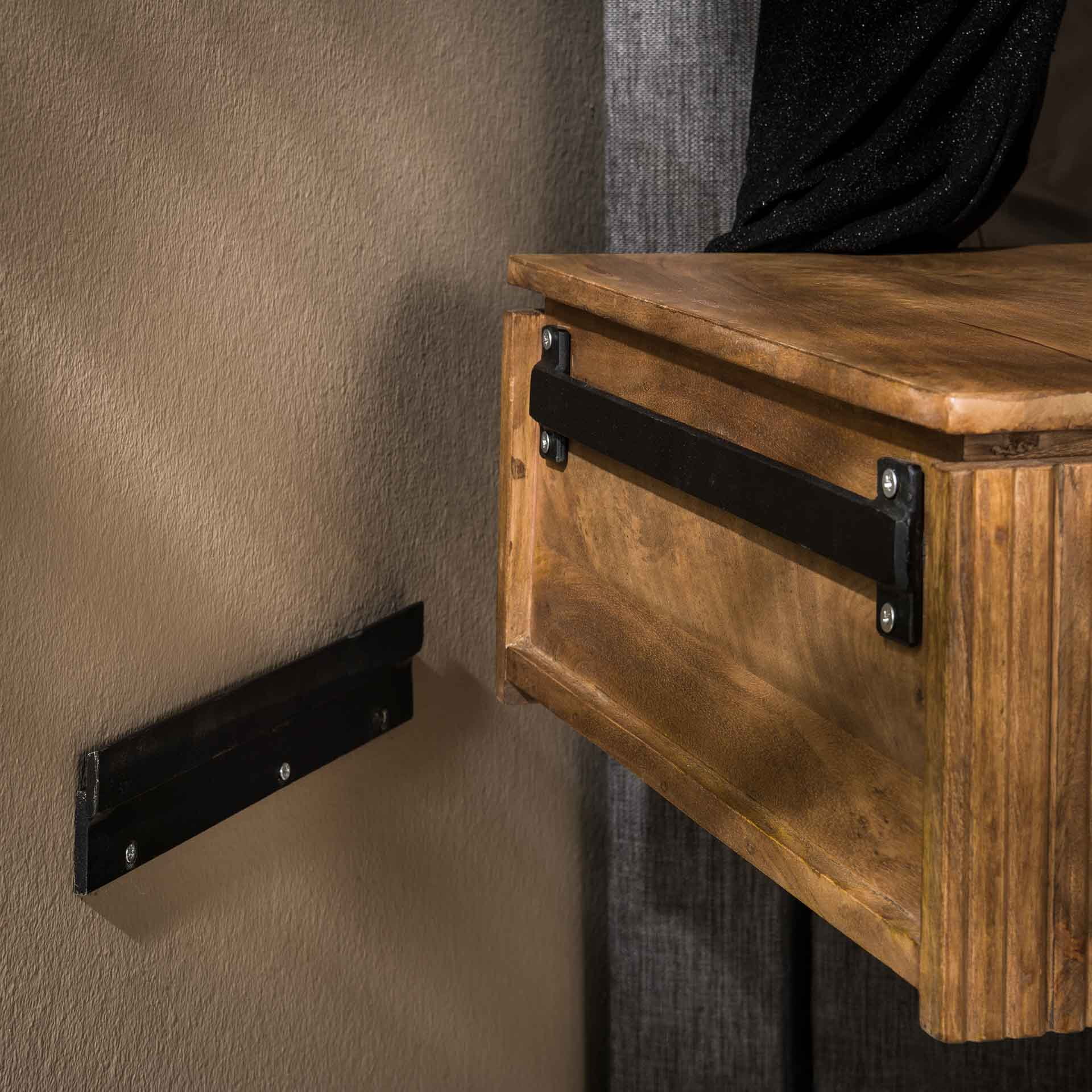 LifestyleFurn Zwevend Nachtkastje 'Sharmila' Mangohout, Met 1 lade