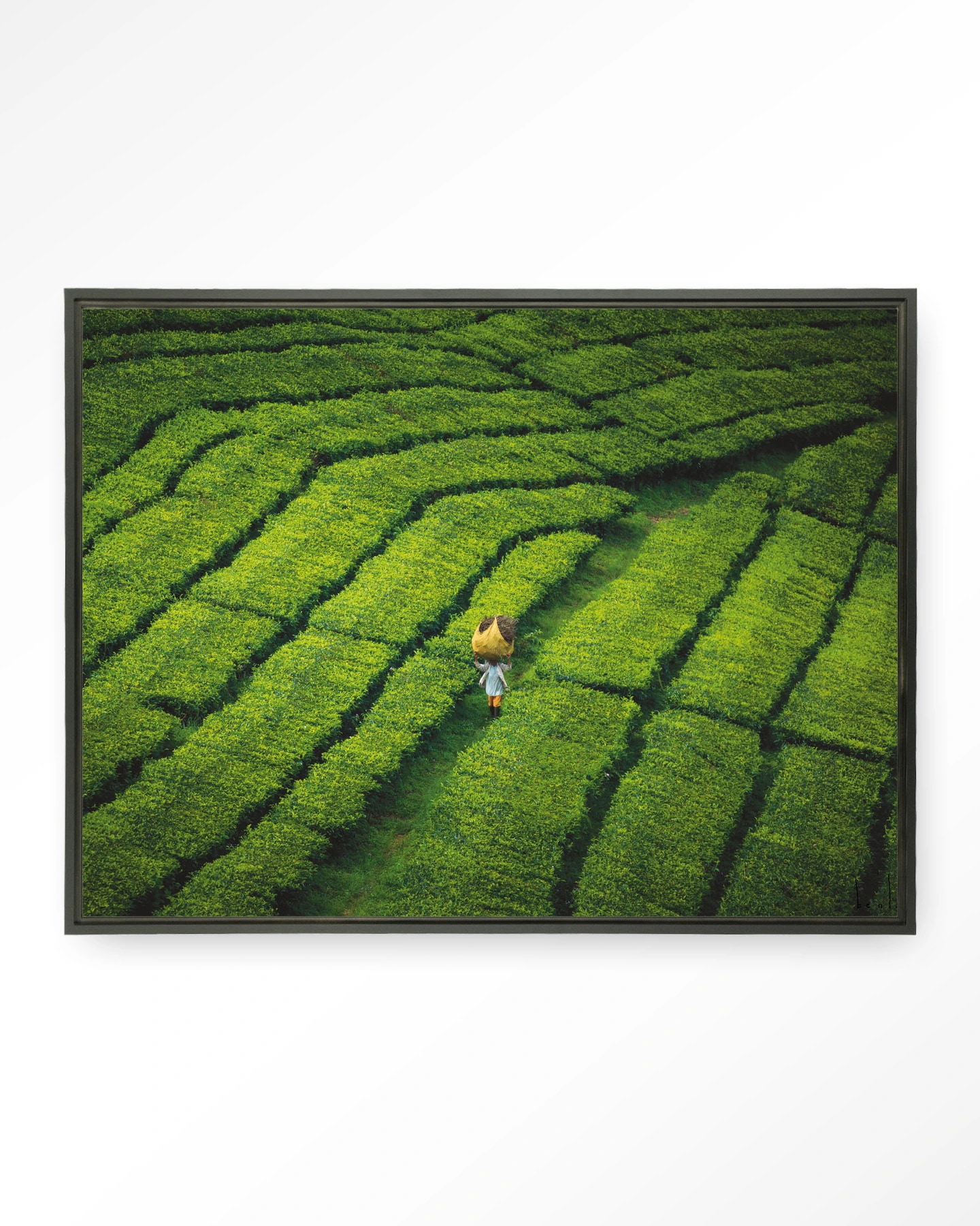 Urban Cotton Wandkleed 'Tote Pengalengan' 110 x 145cm in Floating Frame - black