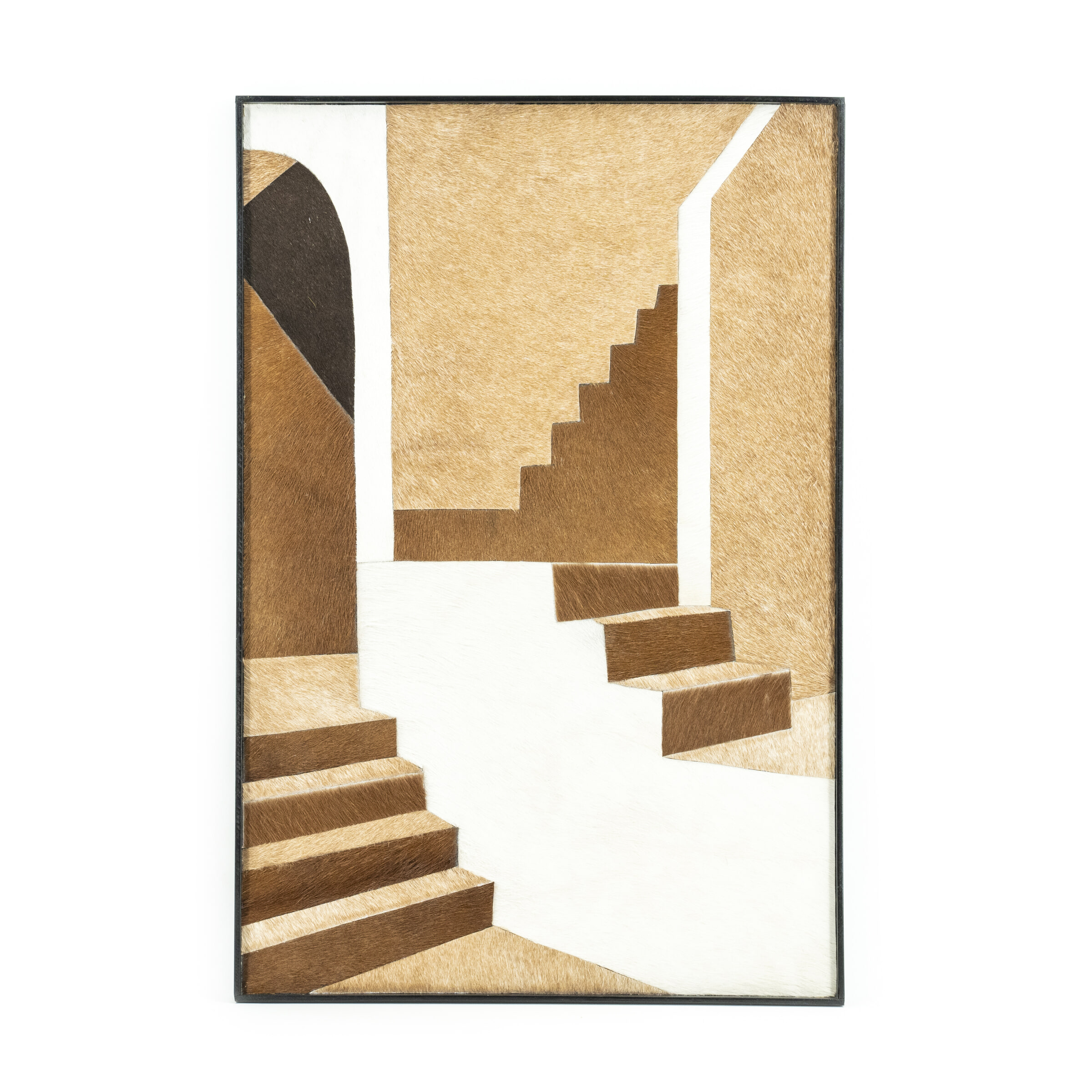 By-Boo Wandpaneel Stairs Leer, 77 x 52cm - Bruin