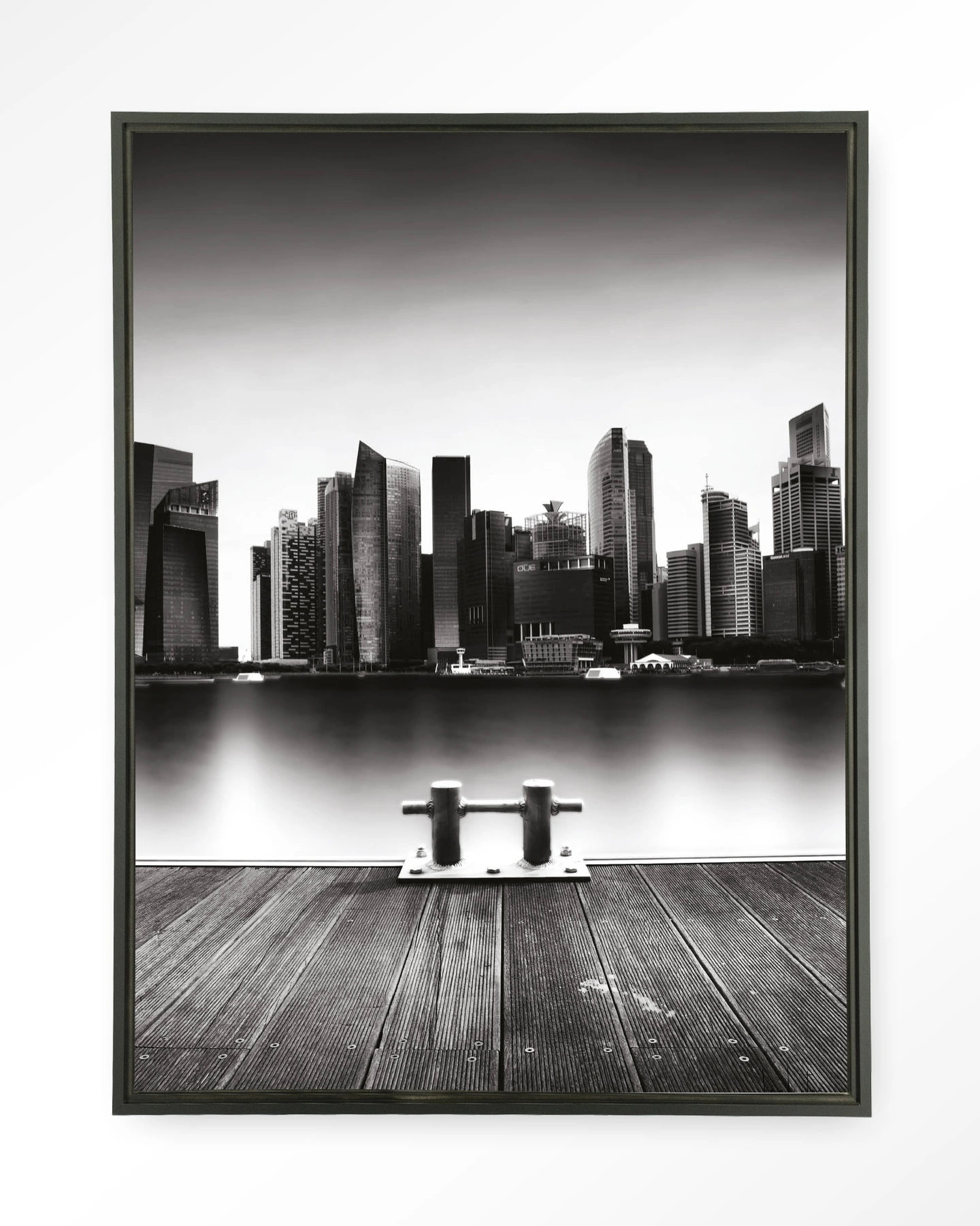 Urban Cotton Wandkleed 'Momentarily Silent' 80 x 110cm in Floating Frame - black