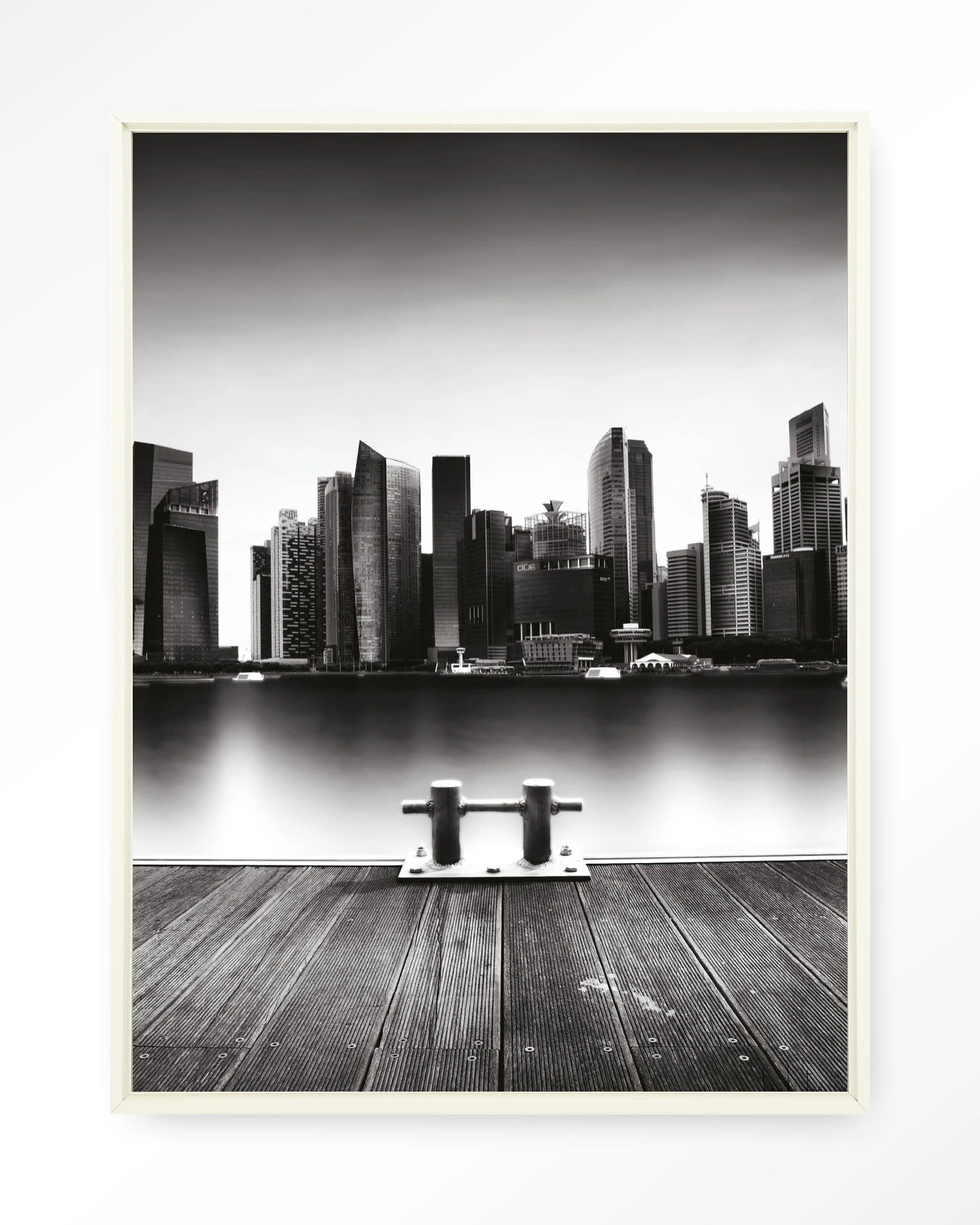 Urban Cotton Wandkleed 'Momentarily Silent' 110 x 145cm in Floating Frame - off white
