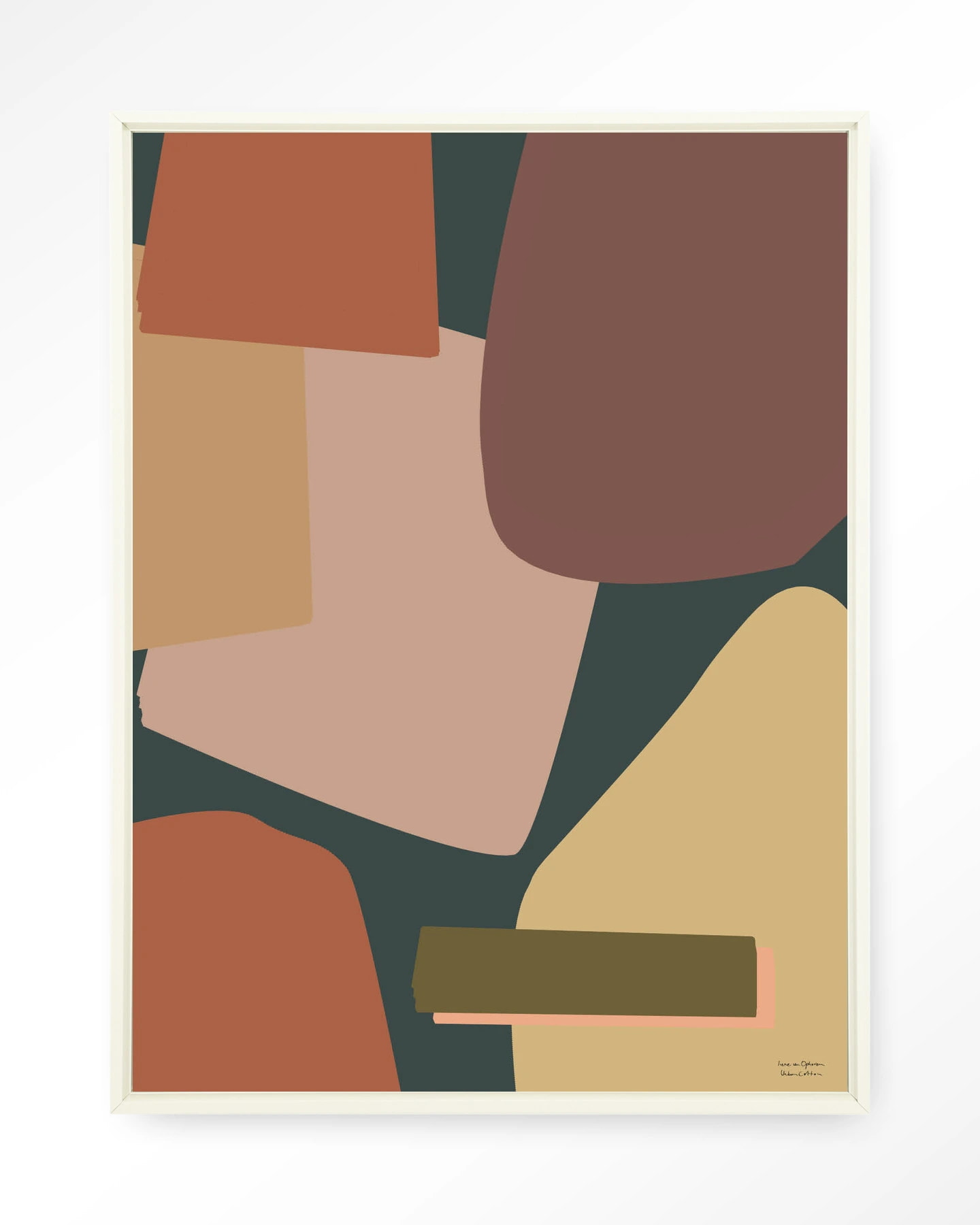 Urban Cotton Wandkleed 'Nuance' 110 x 145cm in Floating Frame - off white