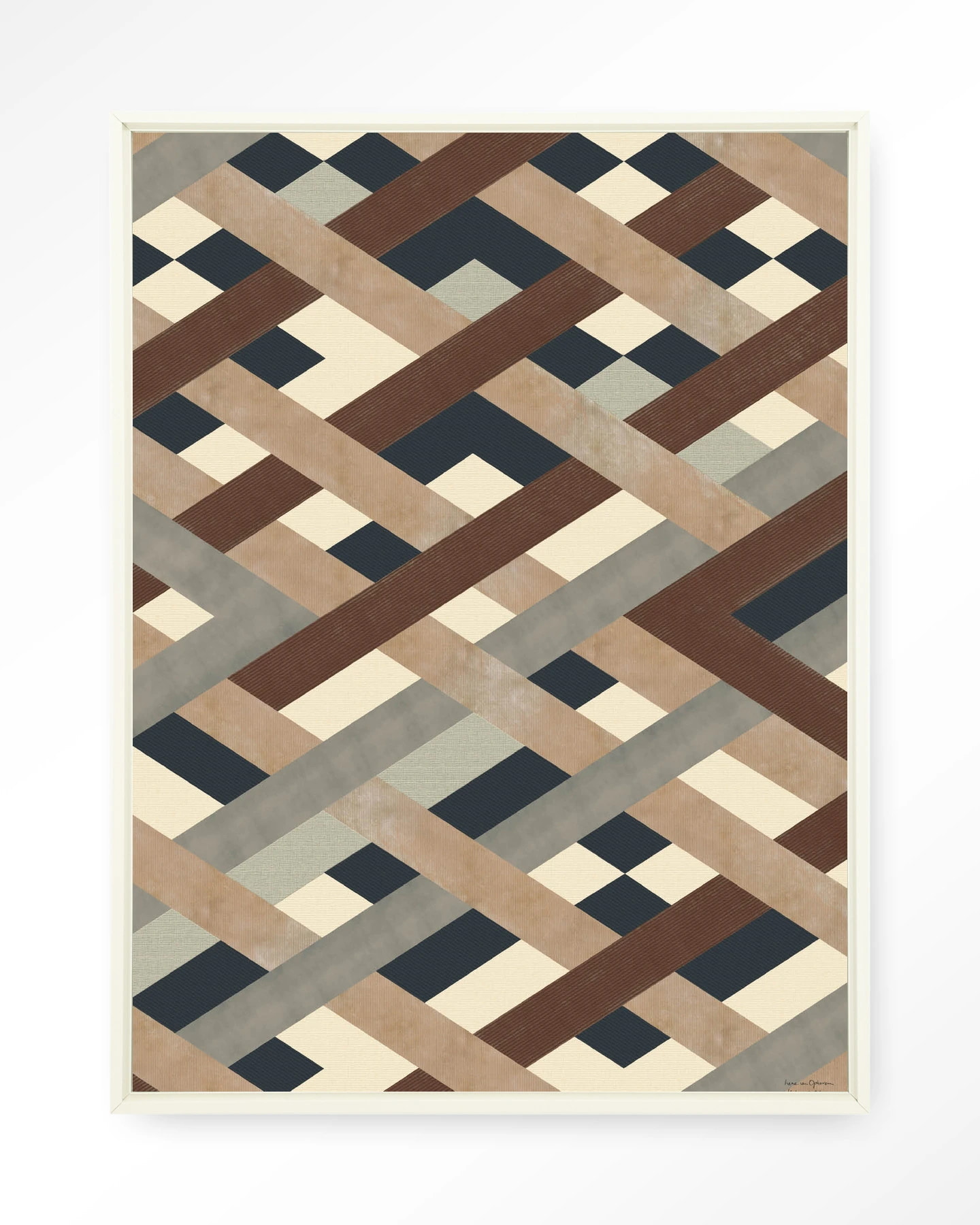 Urban Cotton Wandkleed 'Timber' 145 x 190cm in Floating Frame - off white