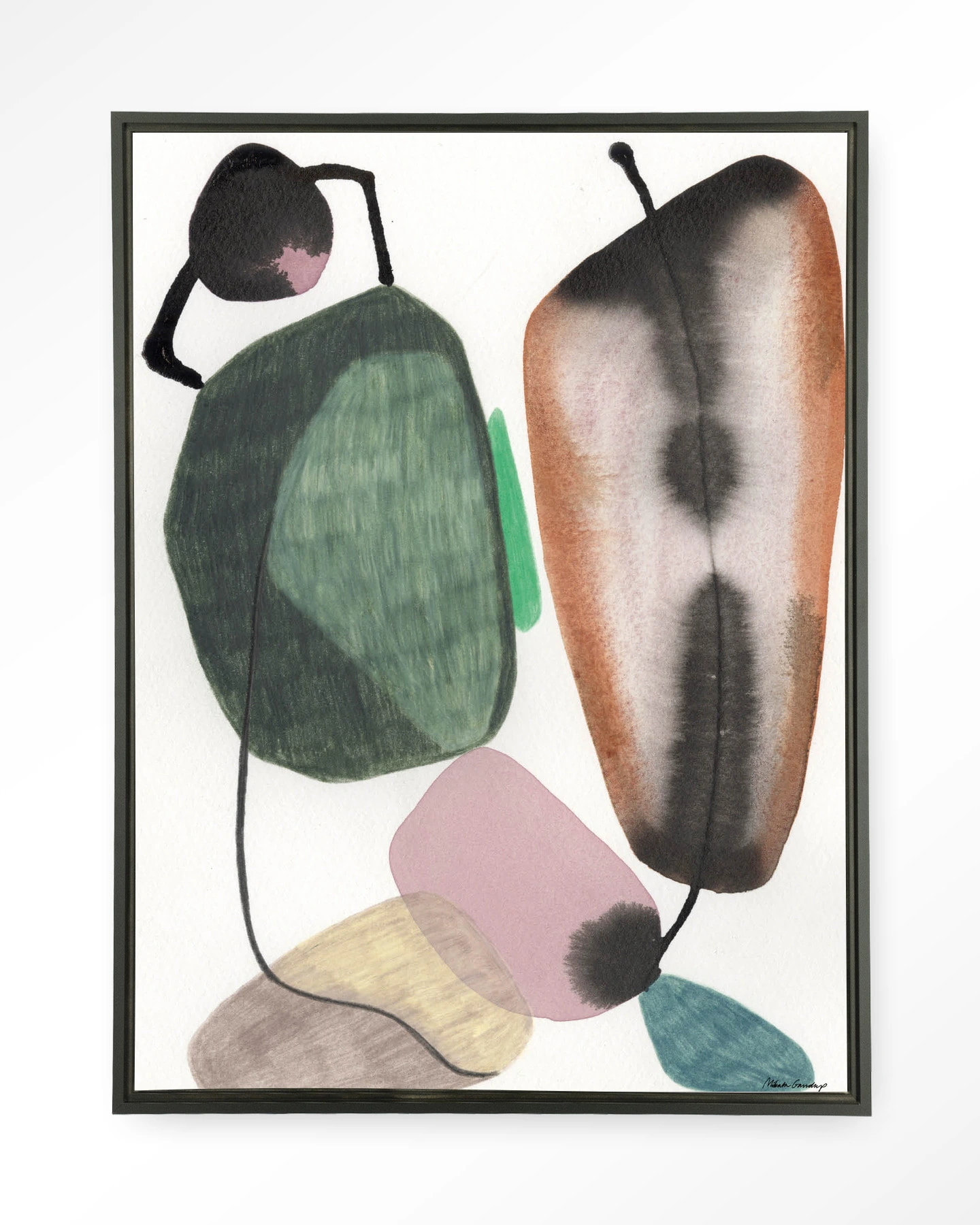 Urban Cotton Wandkleed 'Mobility' 110 x 145cm in Floating Frame - black