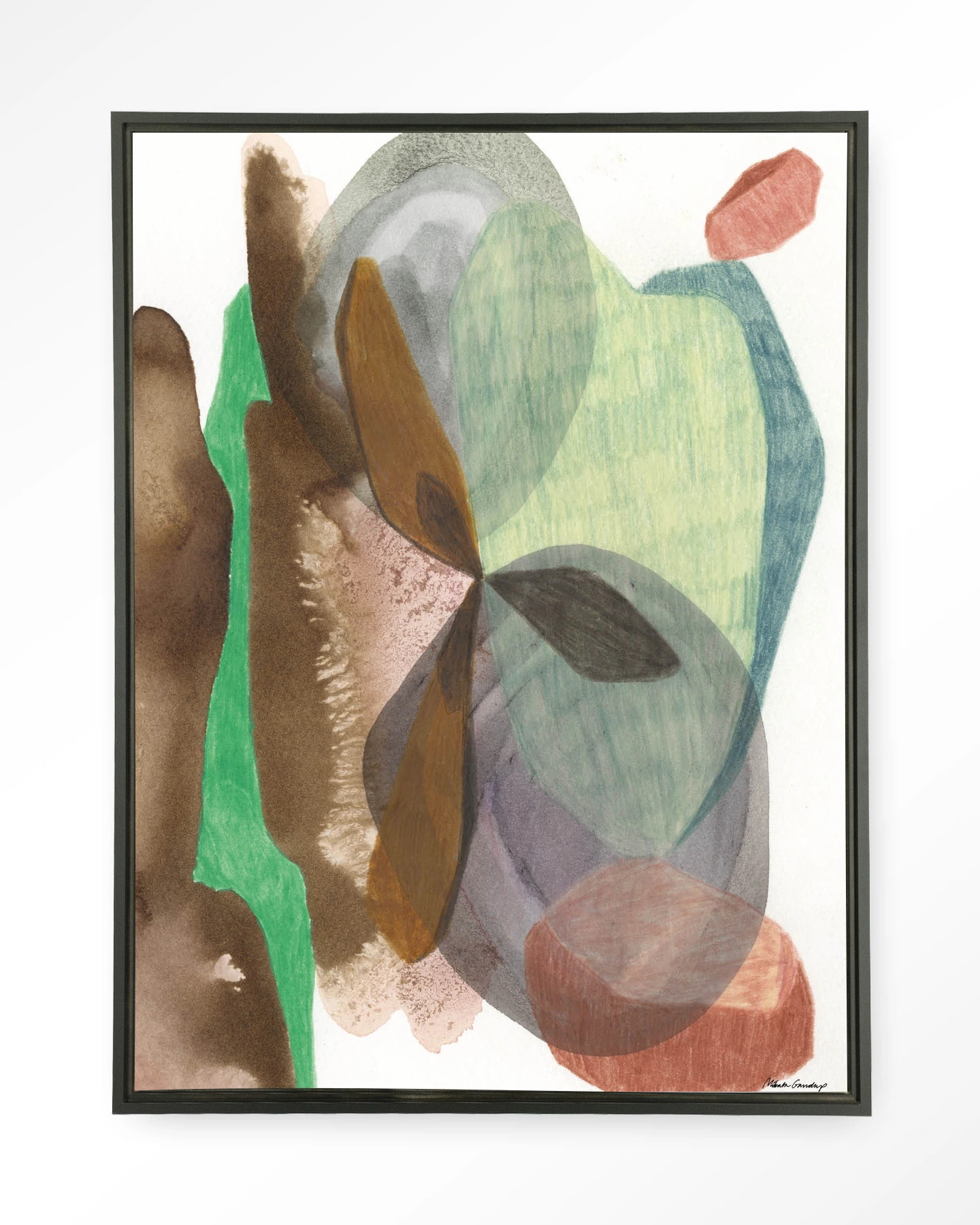 Urban Cotton Wandkleed 'Grounding' 110 x 145cm in Floating Frame - black