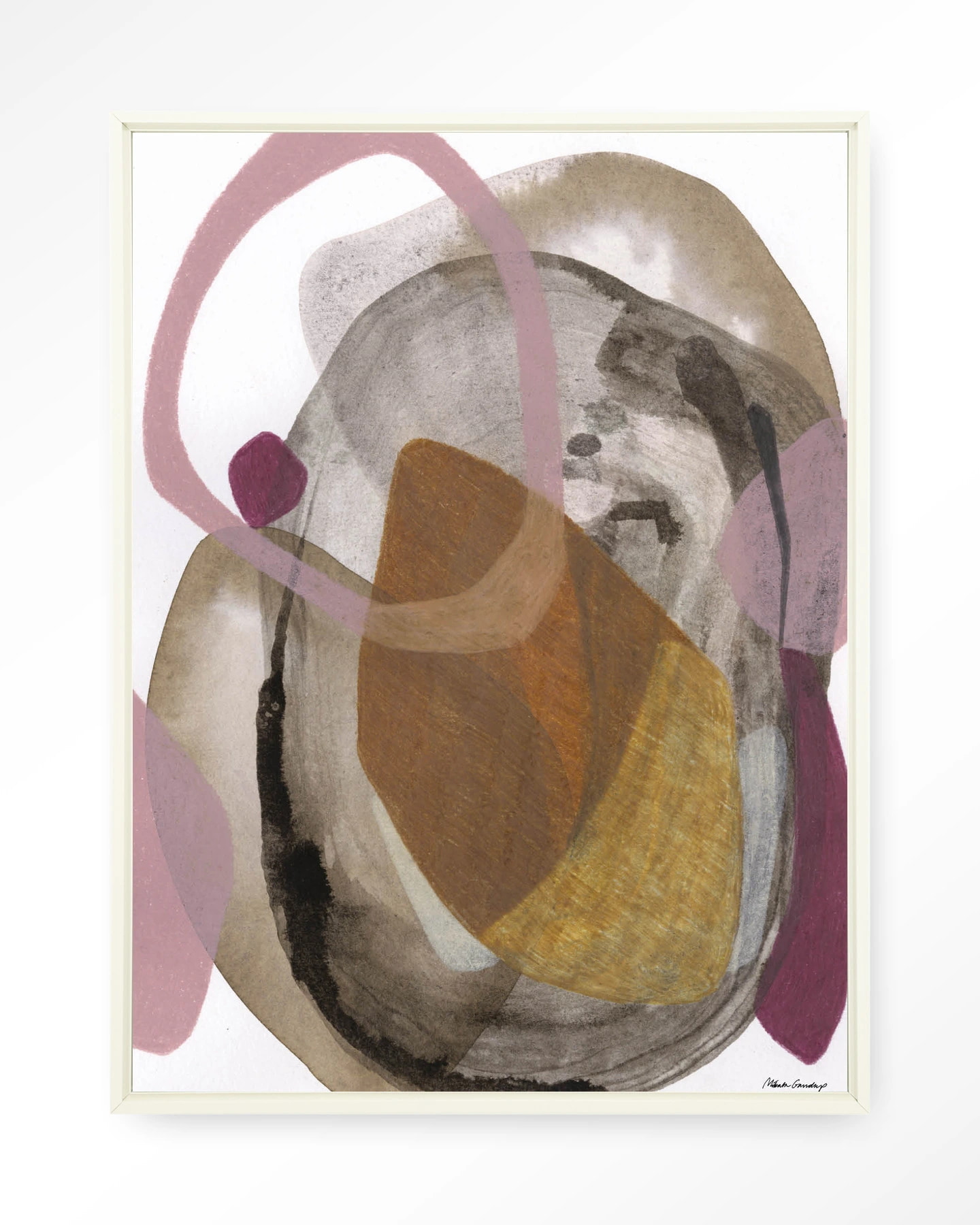 Urban Cotton Wandkleed 'Gravity' 80 x 110cm in Floating Frame - off white