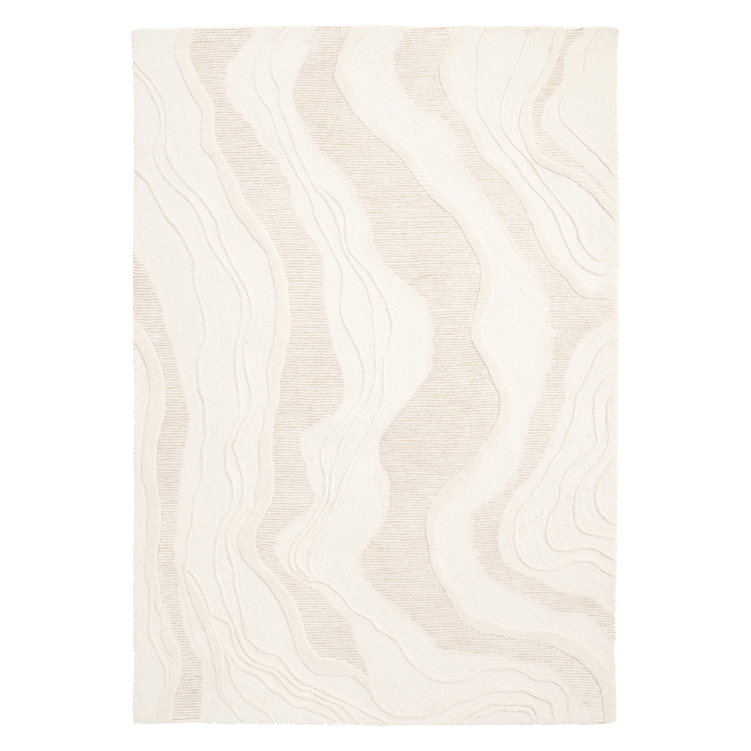By-Boo Vloerkleed 'Soil' Wol, 190 x 290cm, kleur Off White