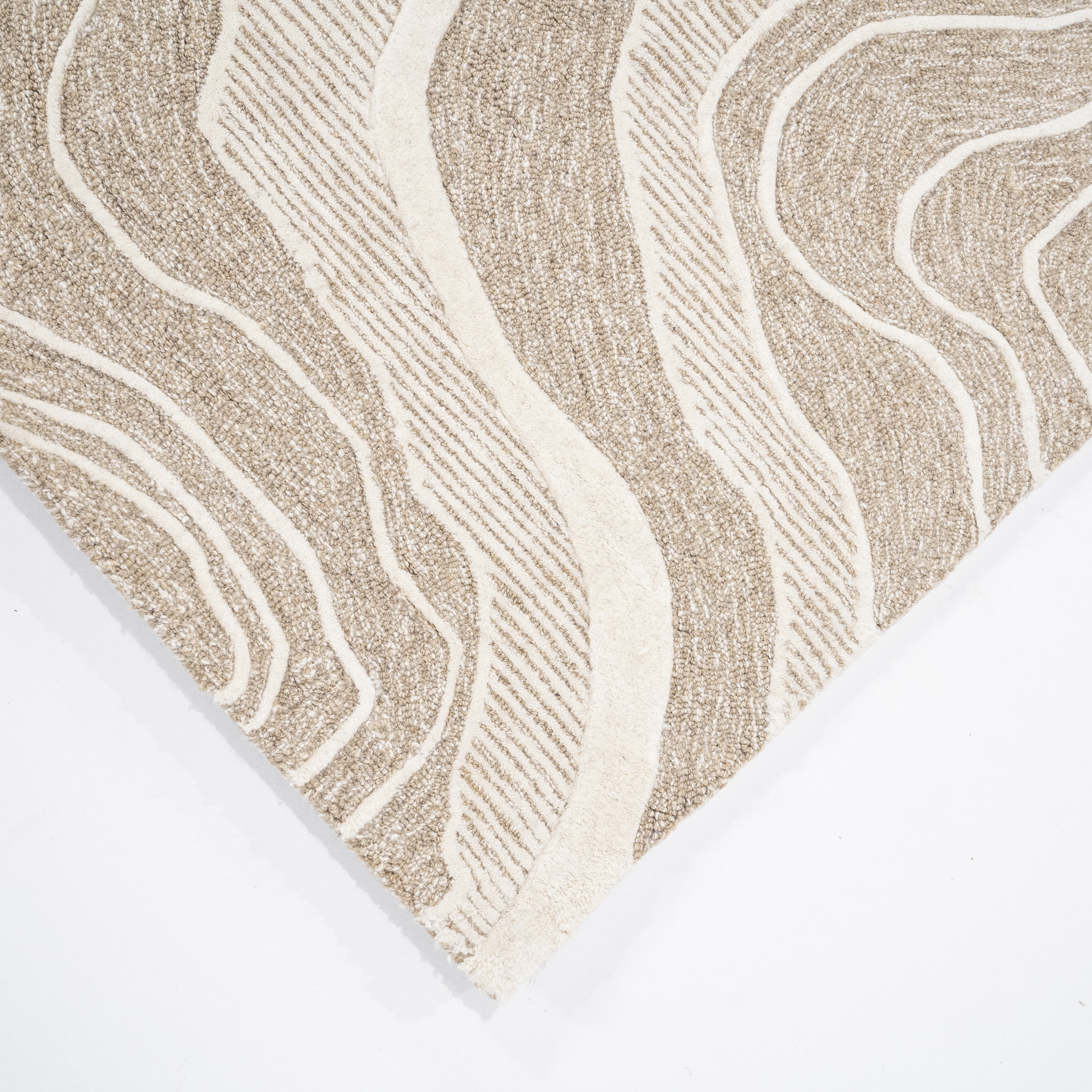 By-Boo Vloerkleed 'Soil' Wol, 160 x 230cm, kleur Beige