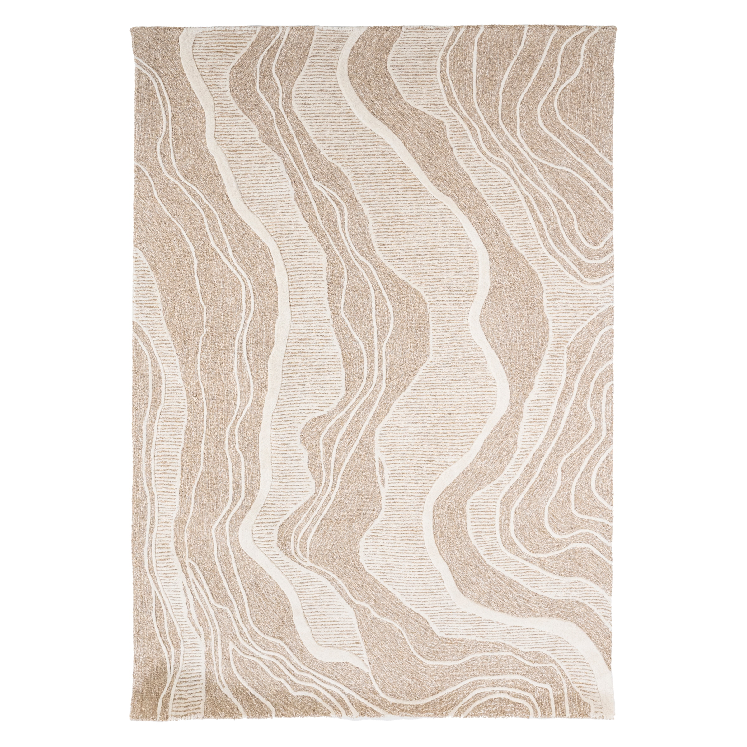 By-Boo Vloerkleed 'Soil' Wol, 190 x 290cm, kleur Beige
