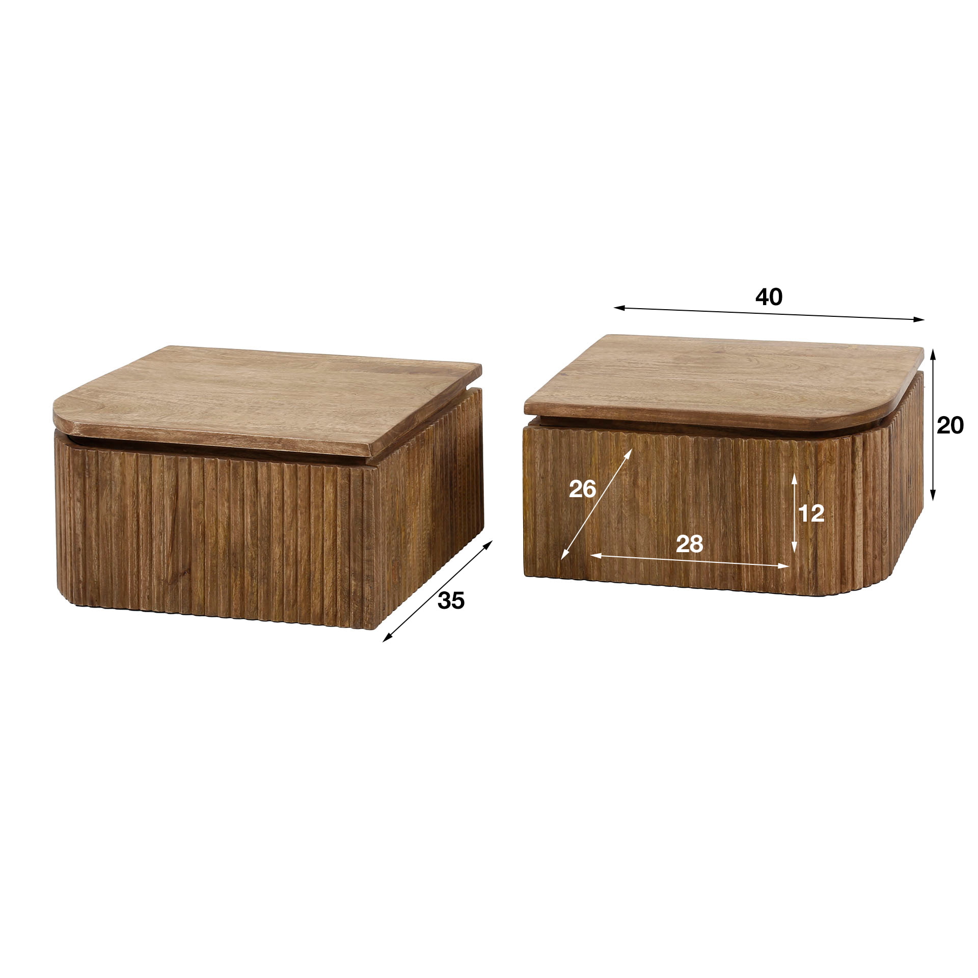 LifestyleFurn Zwevend Nachtkastje 'Sharmila' Mangohout, Set van 2 stuks