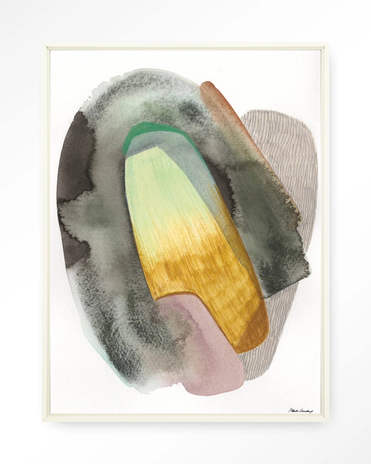Urban Cotton Wandkleed 'Airborne' 110 x 145cm in Floating Frame - off white