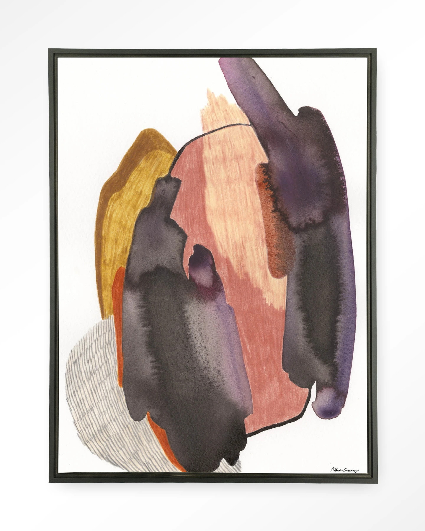 Urban Cotton Wandkleed 'Magnetism' 110 x 145cm in Floating Frame - black