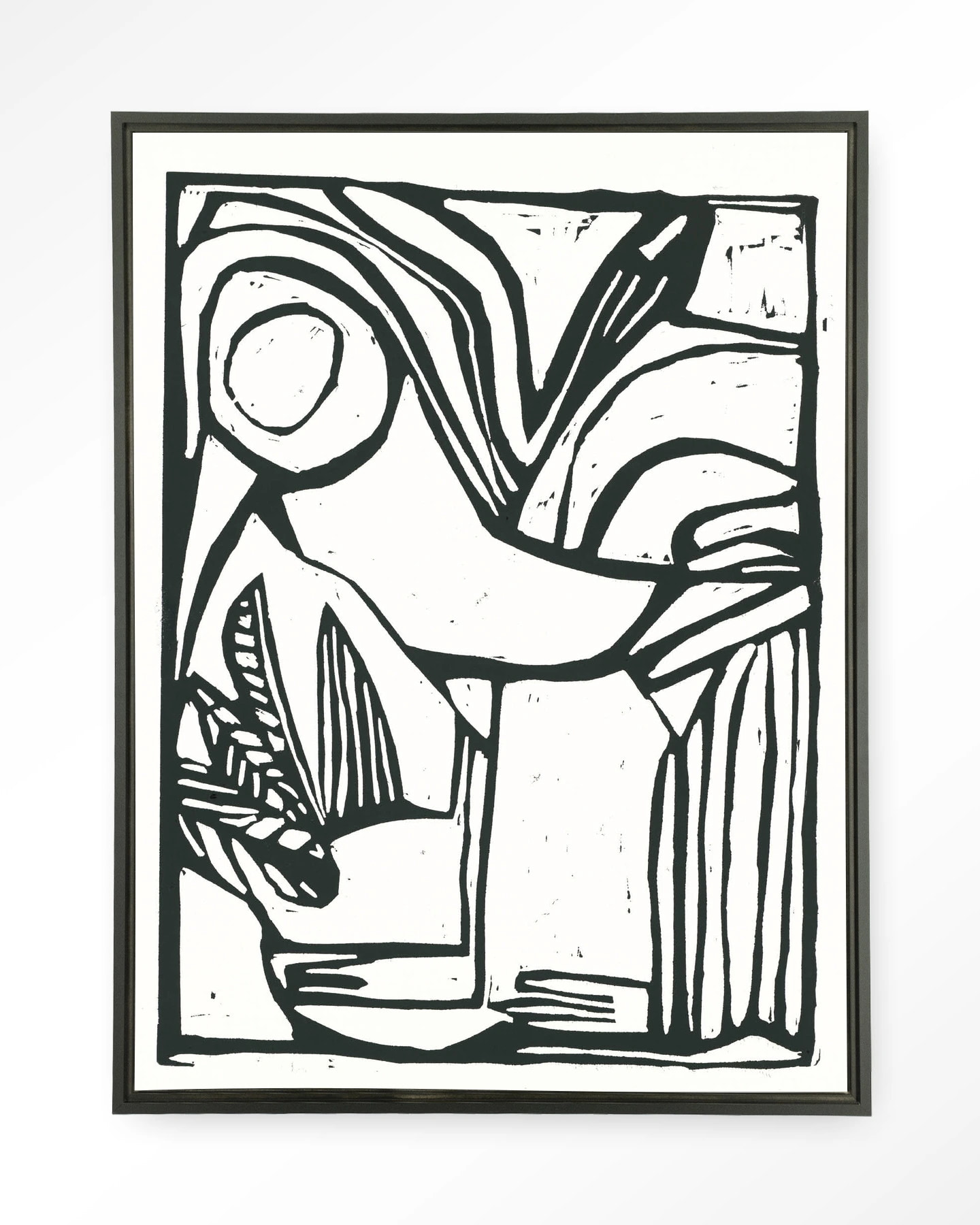 Urban Cotton Wandkleed 'Vogel' 80 x 110cm in Floating Frame - black
