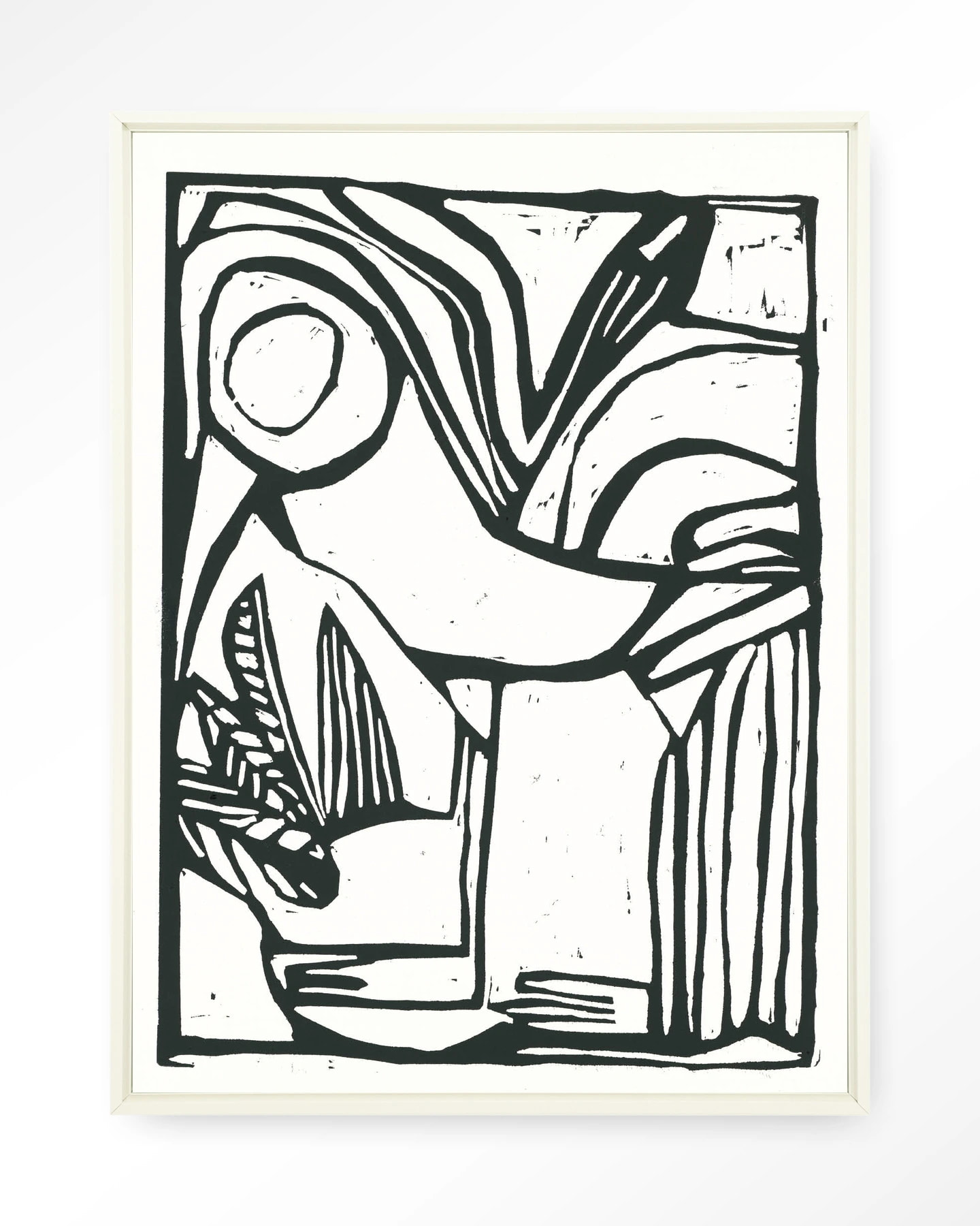 Urban Cotton Wandkleed 'Vogel' 80 x 110cm in Floating Frame - off white