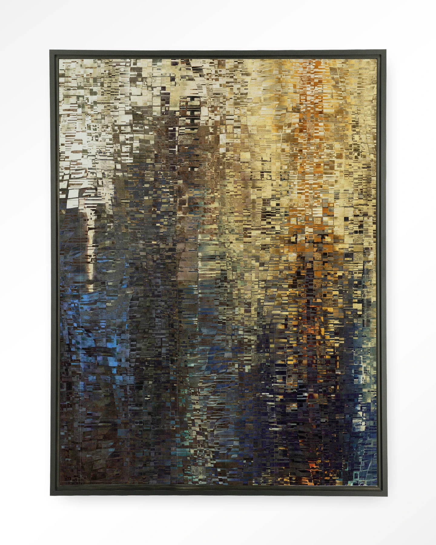 Urban Cotton Wandkleed 'Drops' 145 x 190cm in Floating Frame - black