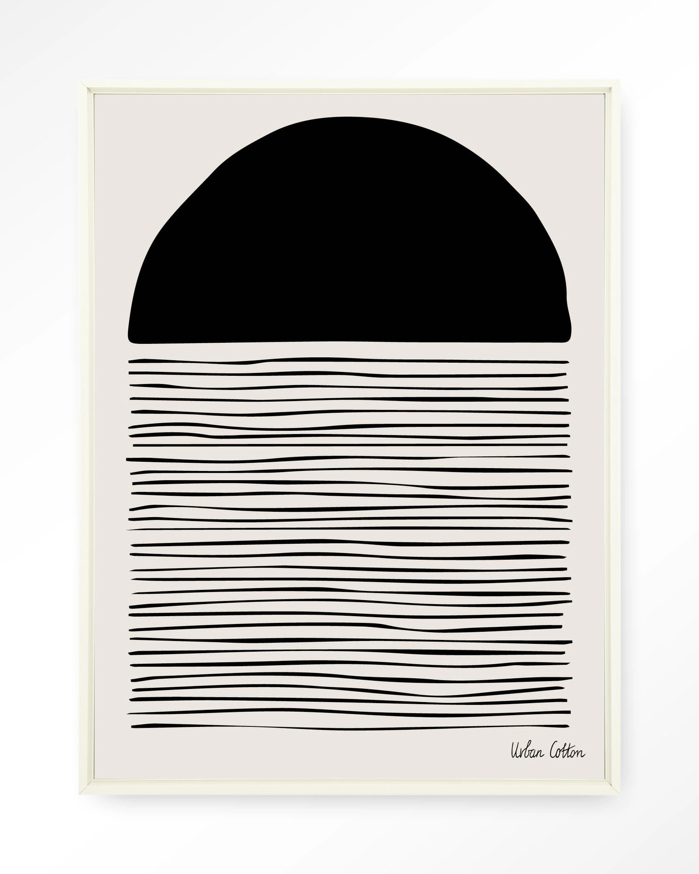 Urban Cotton Wandkleed 'Element' 110 x 145cm in Floating Frame - off white