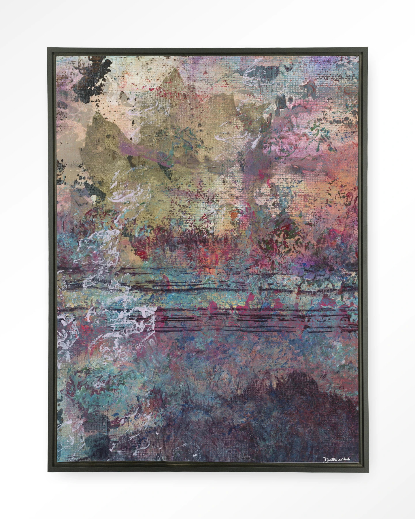 Urban Cotton Wandkleed 'Birch Tree Autumn 2' 80 x 110cm in Floating Frame - black
