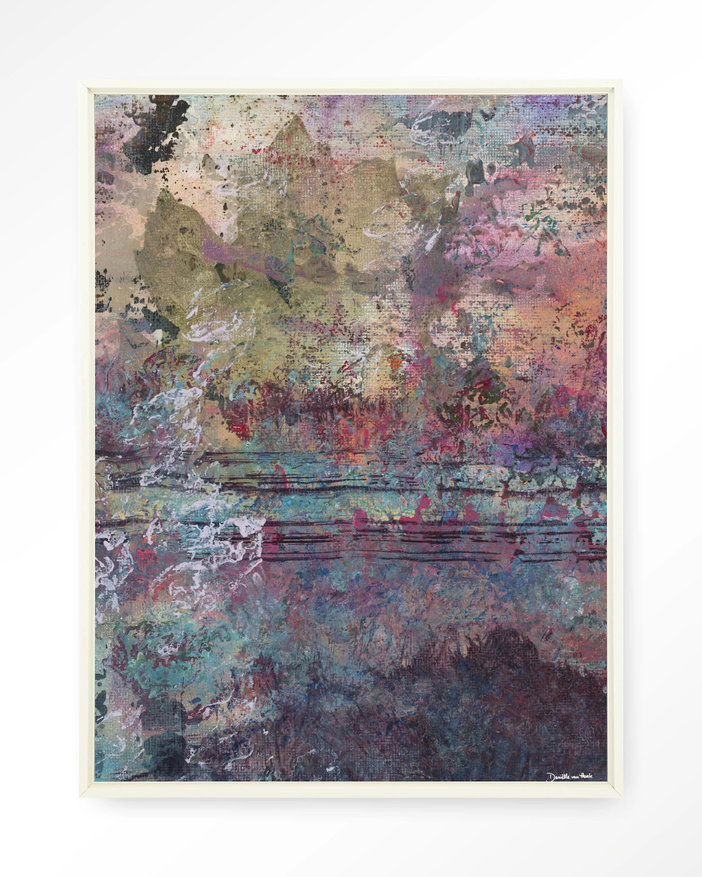 Urban Cotton Wandkleed 'Birch Tree Autumn 2' 110 x 145cm in Floating Frame - off white