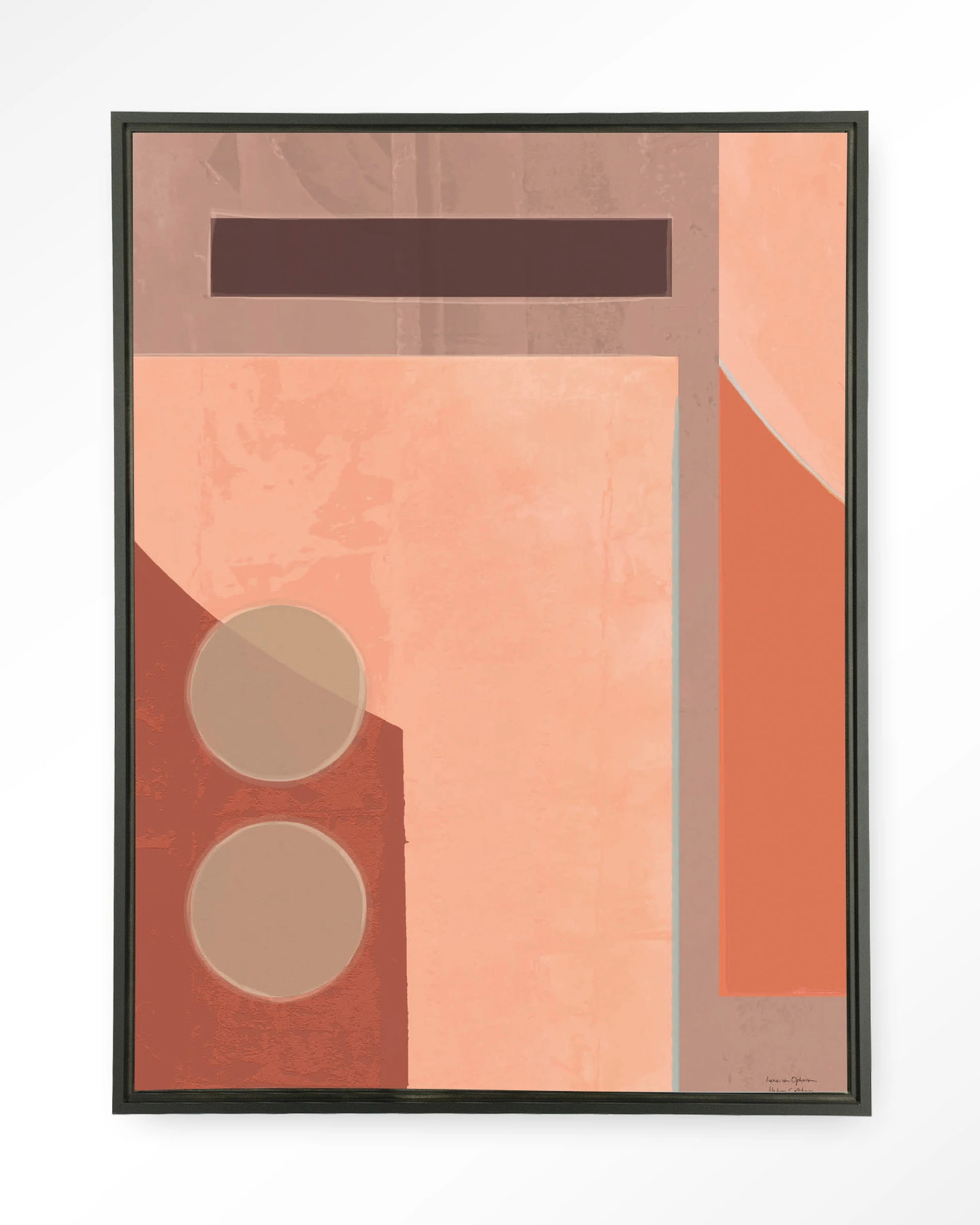 Urban Cotton Wandkleed 'Monolithic' 110 x 145cm in Floating Frame - black