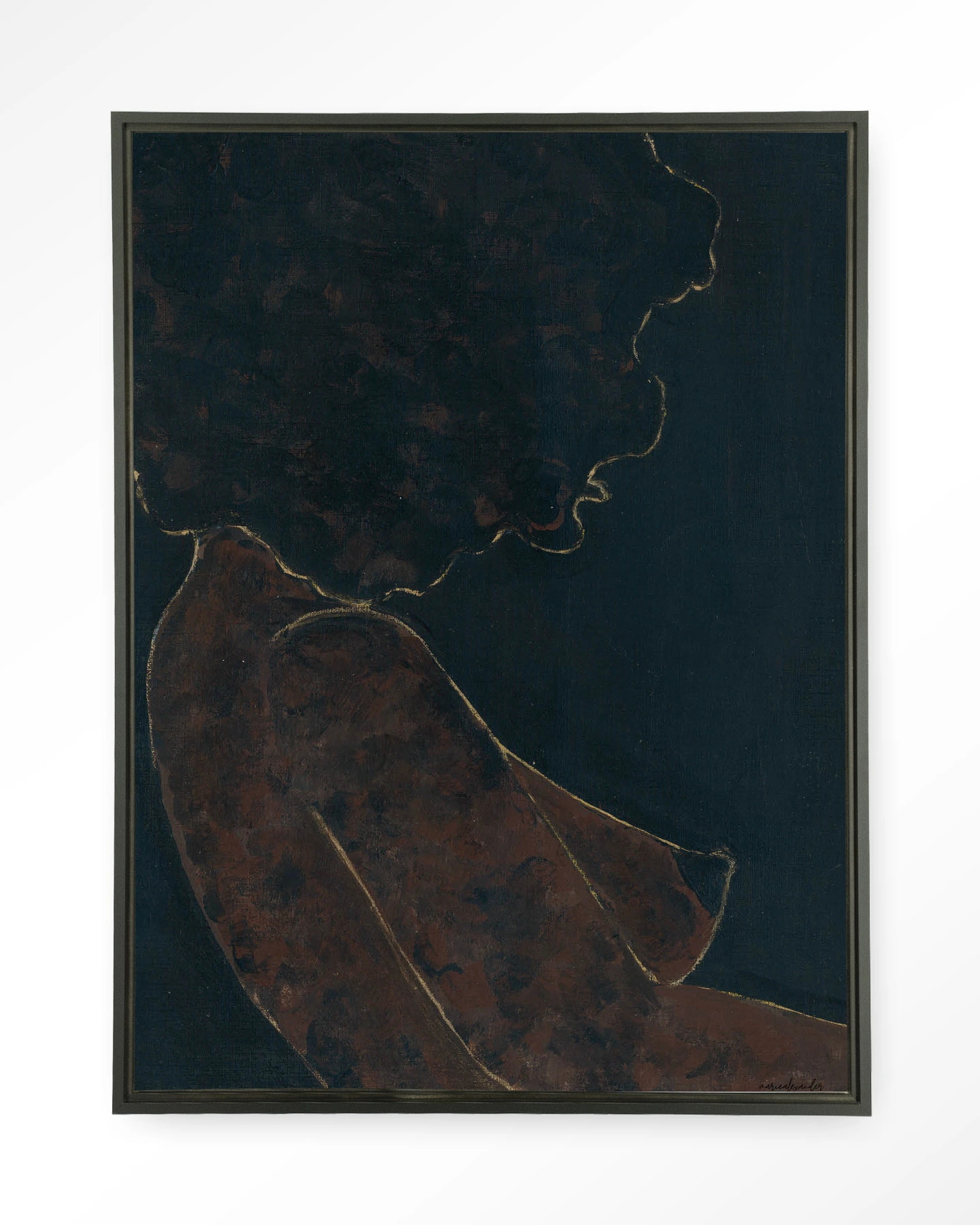 Urban Cotton Wandkleed 'Cococure' 110 x 145cm in Floating Frame - black