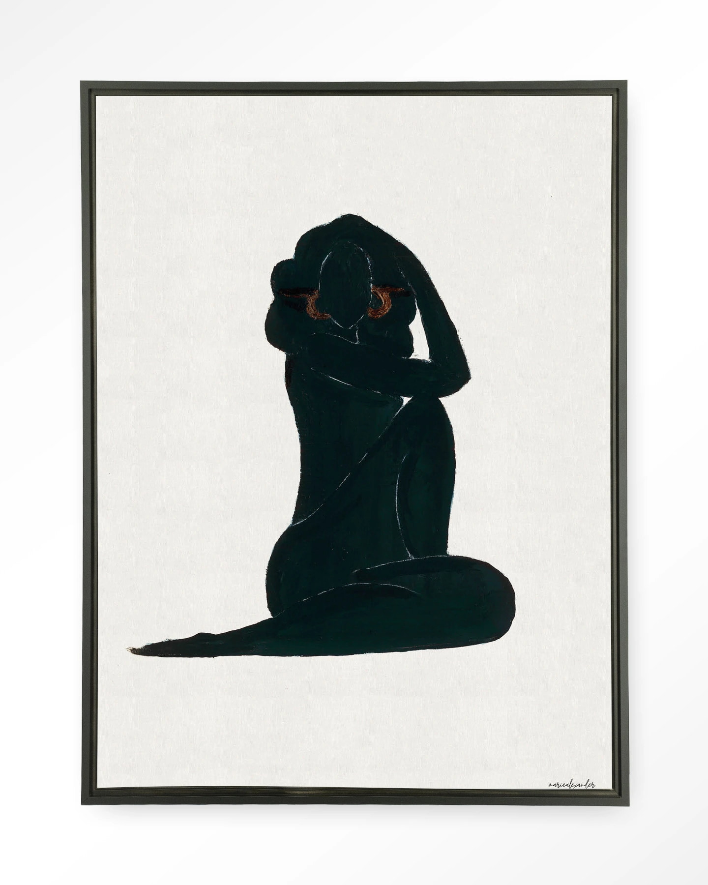 Urban Cotton Wandkleed 'Stillness' 110 x 145cm in Floating Frame - black