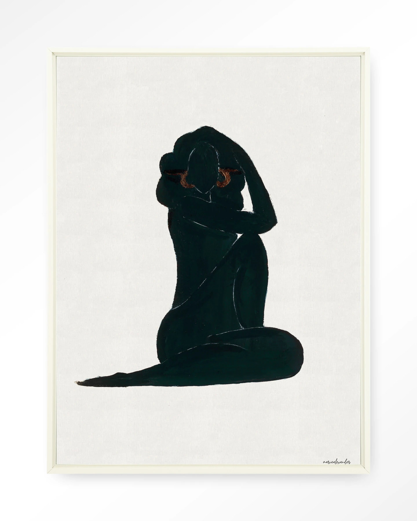 Urban Cotton Wandkleed 'Stillness' 110 x 145cm in Floating Frame - off white