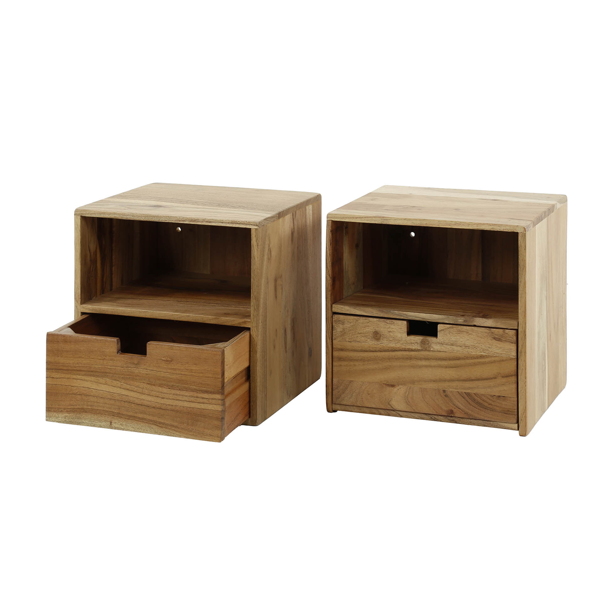 LifestyleFurn Zwevend Nachtkastje 'Calan' Acaciahout, Set van 2 stuks