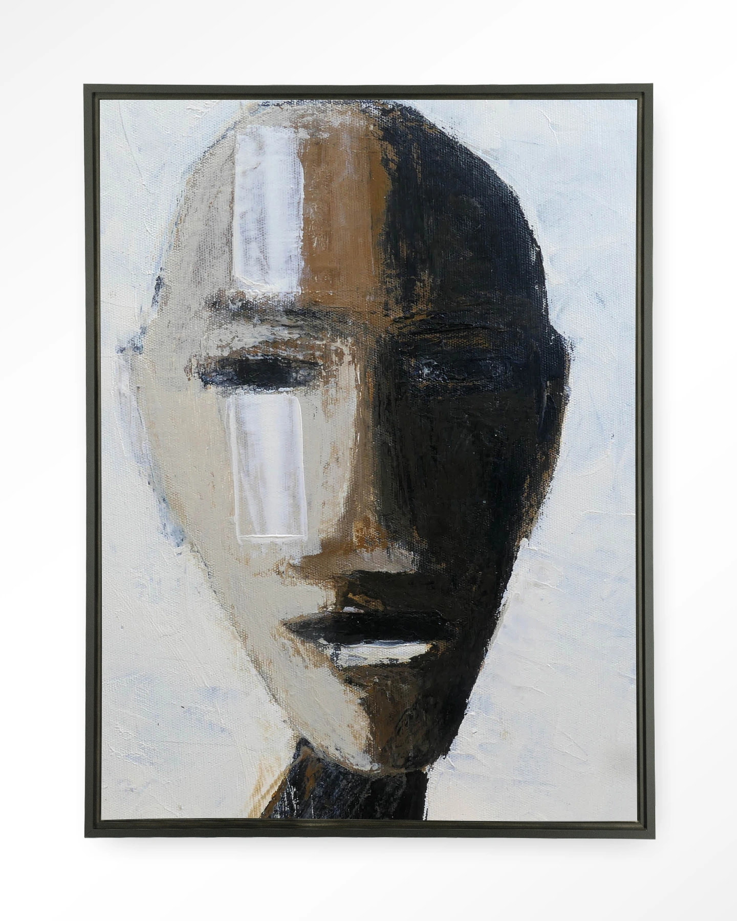 Urban Cotton Wandkleed 'Head 2' 110 x 145cm in Floating Frame - black