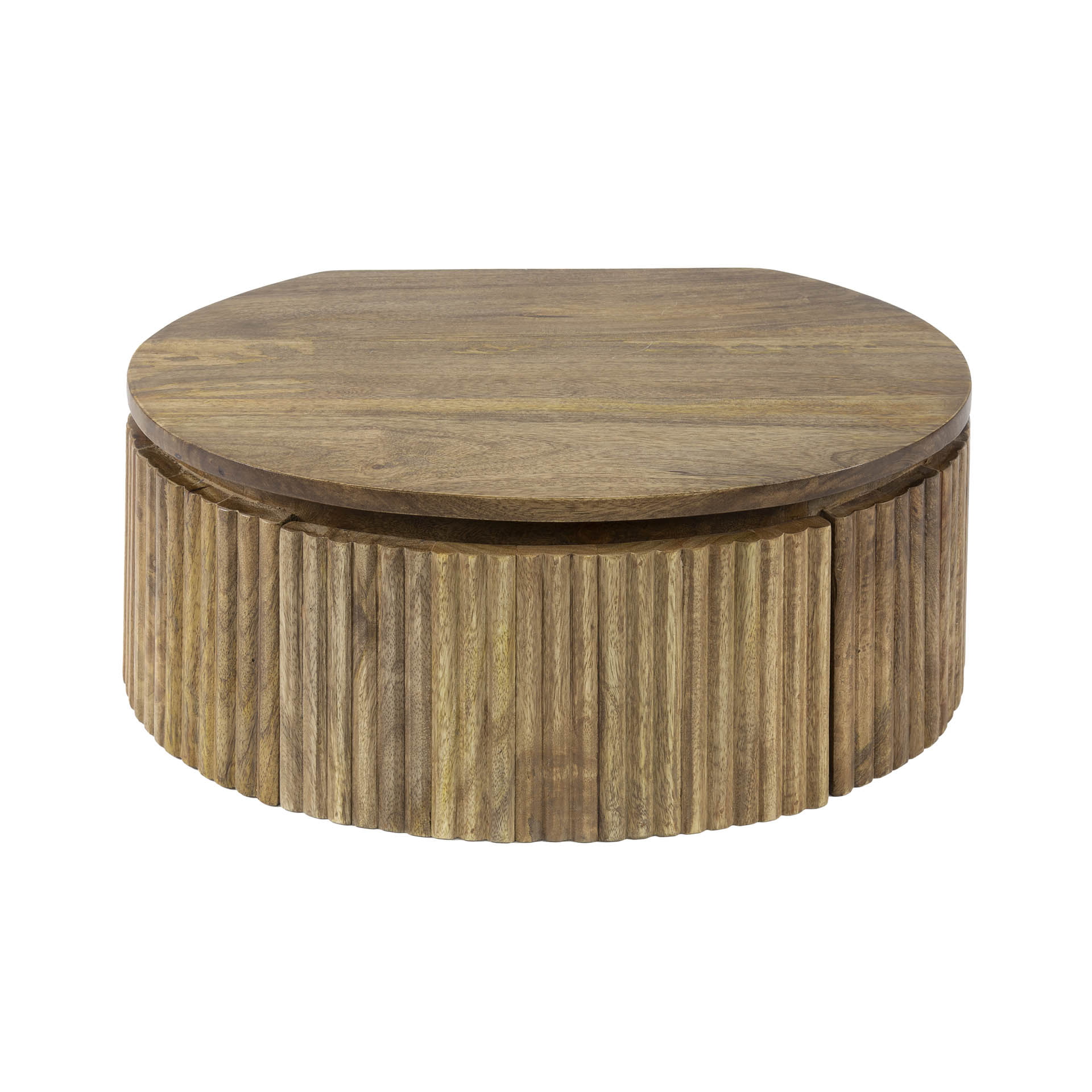 LifestyleFurn Zwevend Rond Nachtkastje 'Sharmila' Mangohout, Met 1 lade