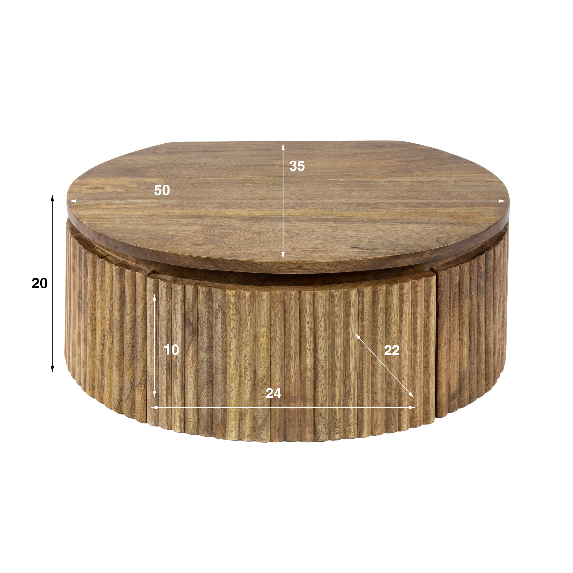 LifestyleFurn Zwevend Rond Nachtkastje 'Sharmila' Mangohout, Met 1 lade