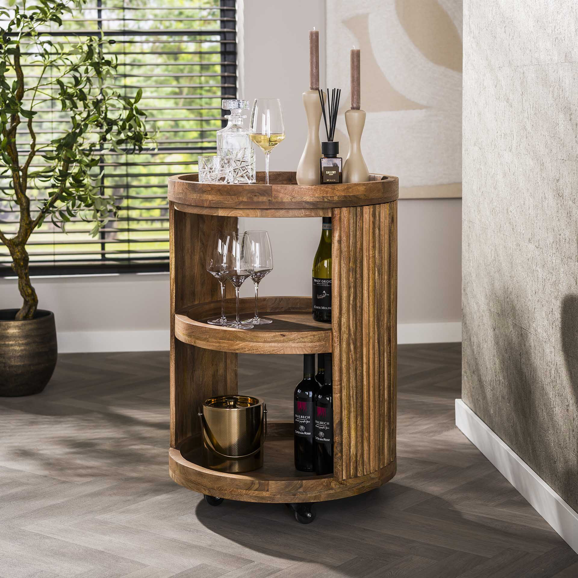 LifestyleFurn Wijntrolley 'Manna' Mangohout