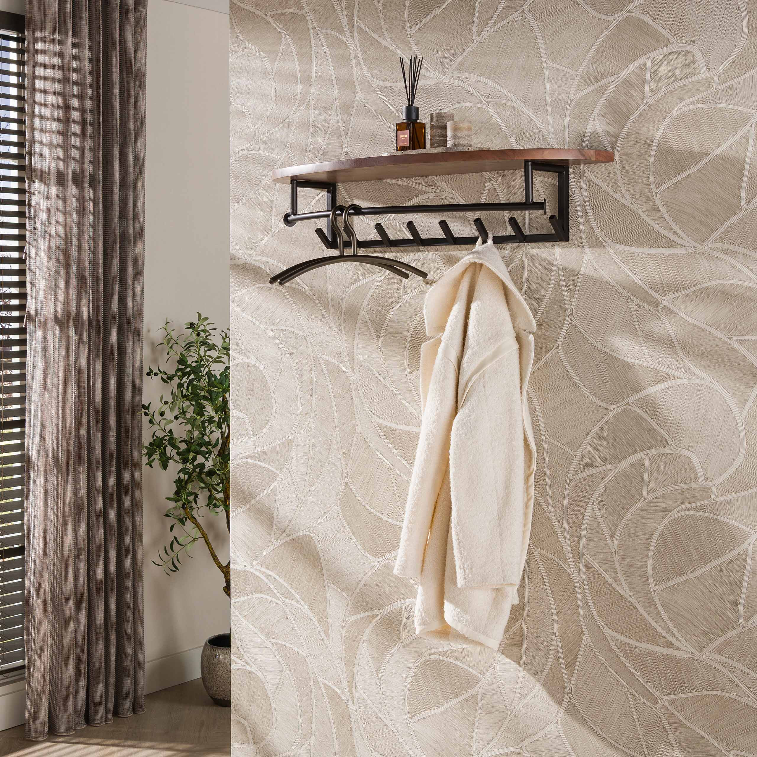 LifestyleFurn Kapstok Karia Acaciahout, Met 8 haken - Bruin